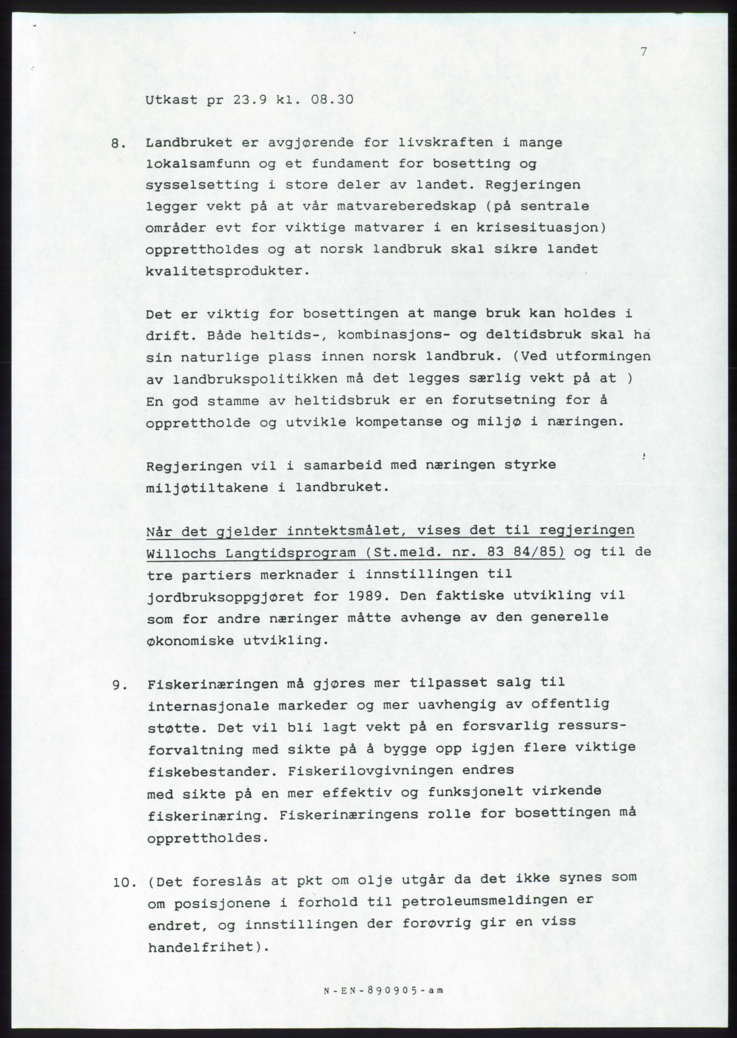 Forhandlingsmøtene 1989 mellom Høyre, KrF og Senterpartiet om dannelse av regjering, AV/RA-PA-0697/A/L0001: Forhandlingsprotokoll med vedlegg, 1989, p. 222