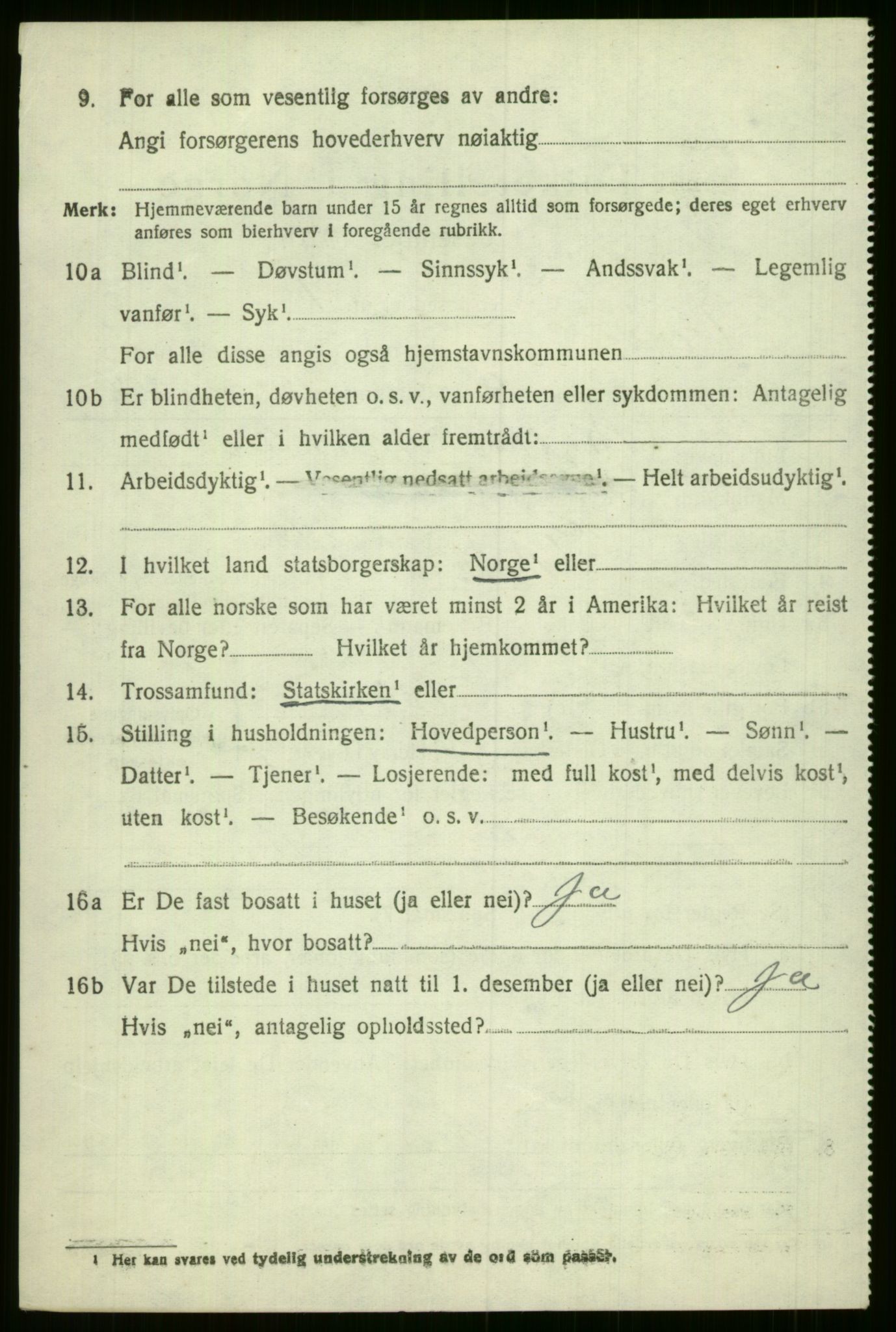 SAB, 1920 census for Voss, 1920, p. 3556