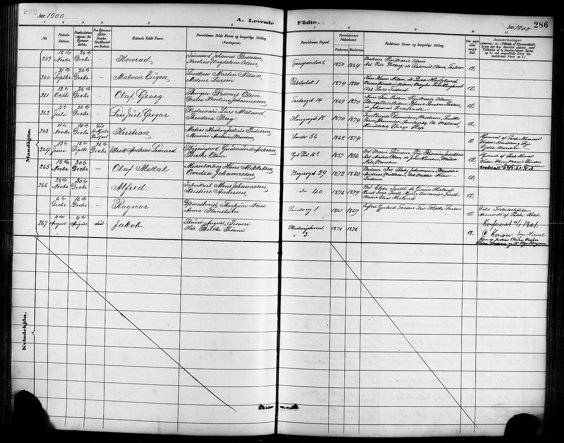 Sandviken Sokneprestembete, SAB/A-77601/H/Hb/L0002: Parish register (copy) no. A 3, 1888-1902, p. 286