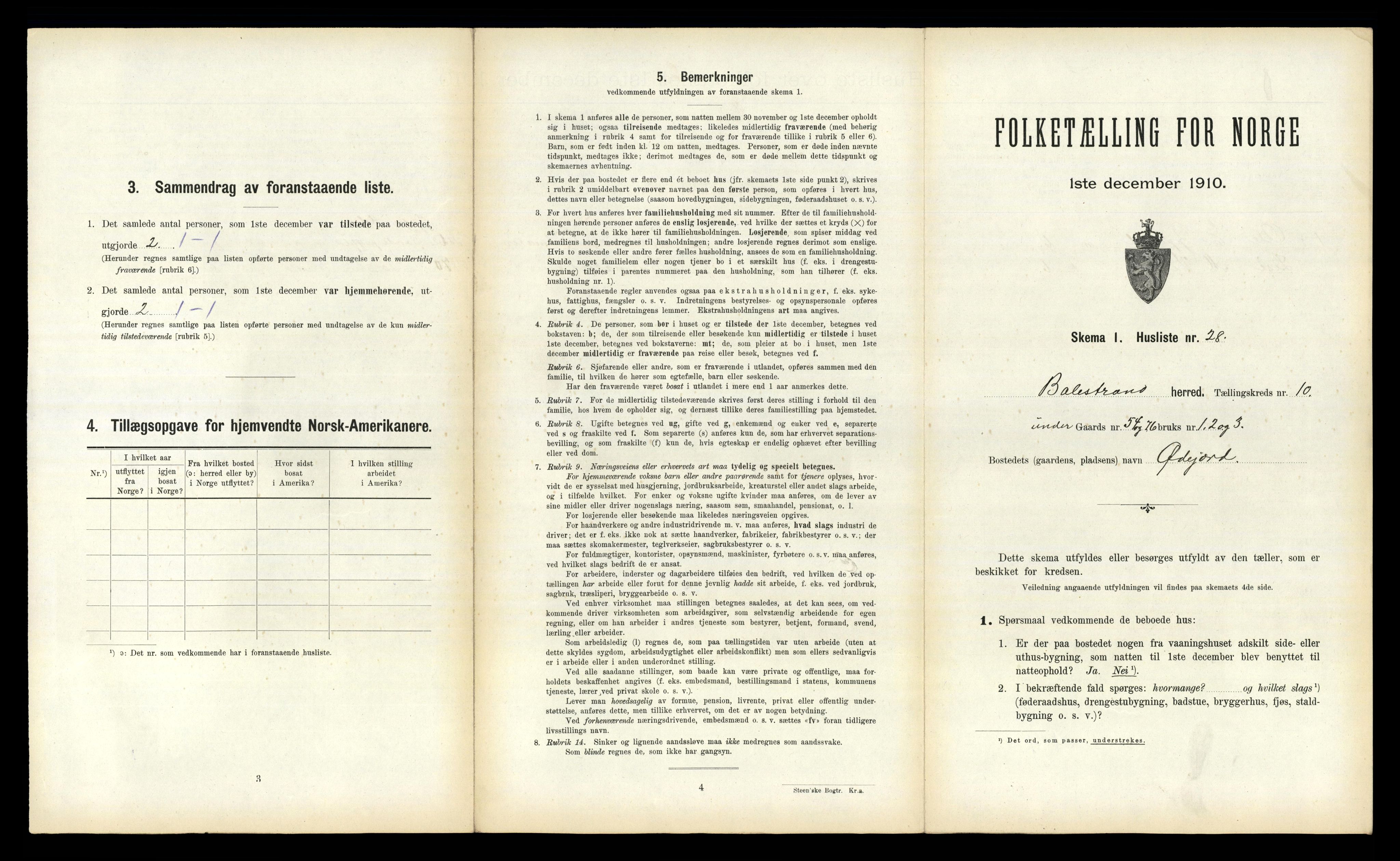 RA, 1910 census for Balestrand, 1910, p. 682