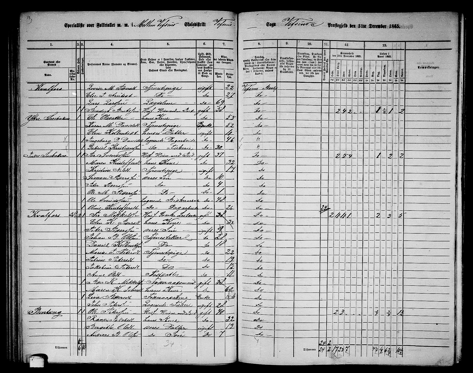 RA, 1865 census for Vefsn, 1865, p. 87