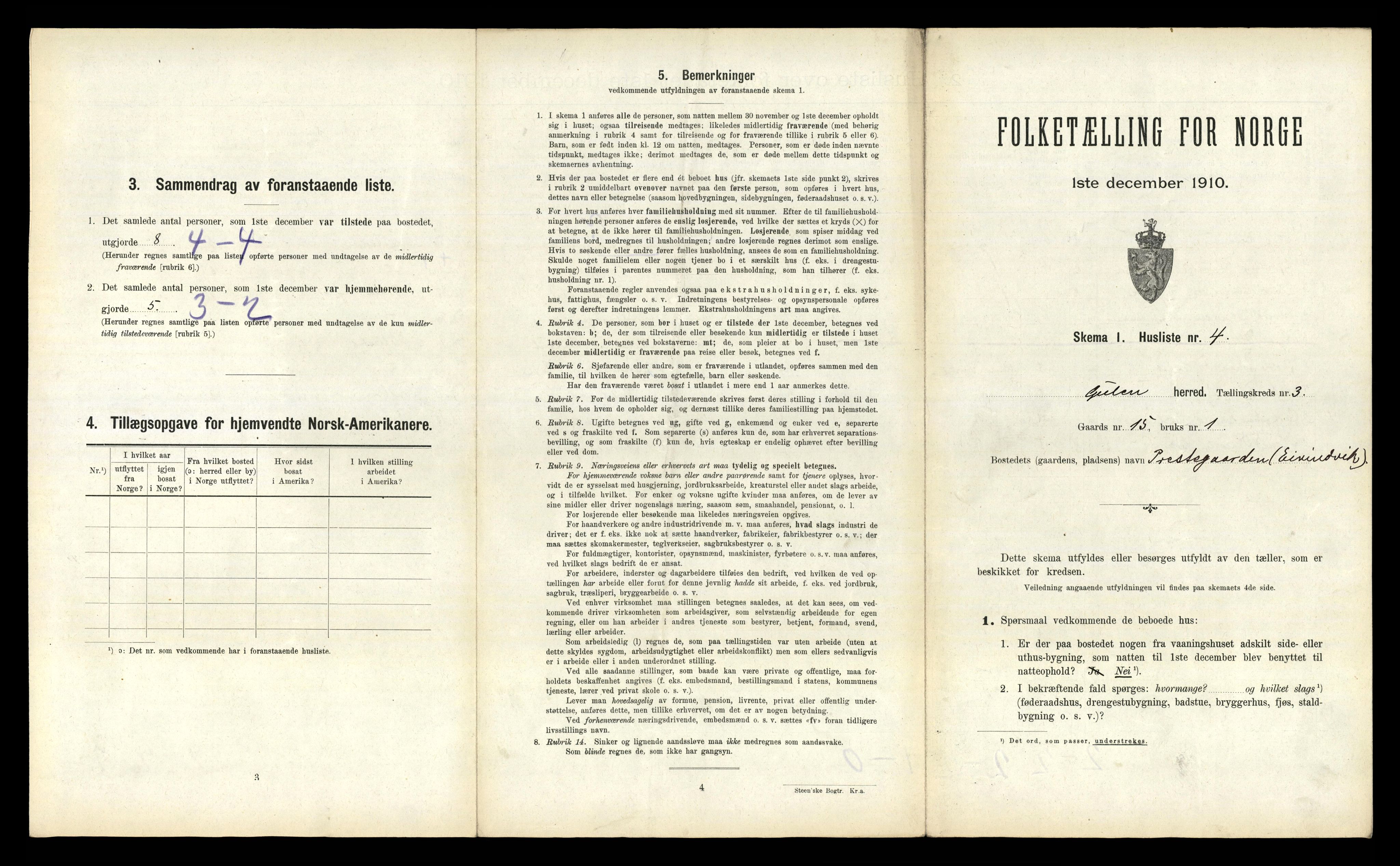 RA, 1910 census for Gulen, 1910, p. 222