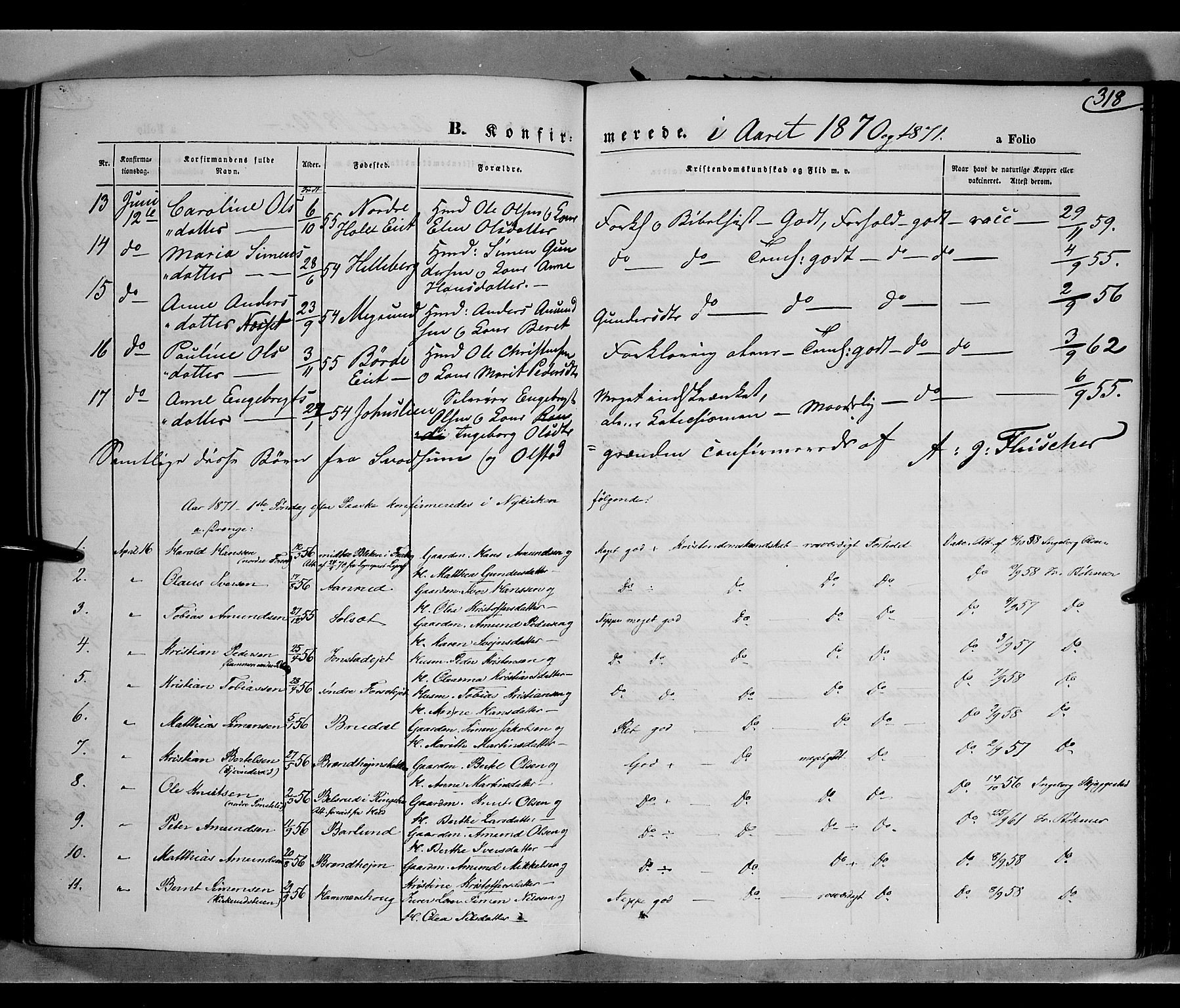 Gausdal prestekontor, SAH/PREST-090/H/Ha/Haa/L0009: Parish register (official) no. 9, 1862-1873, p. 318