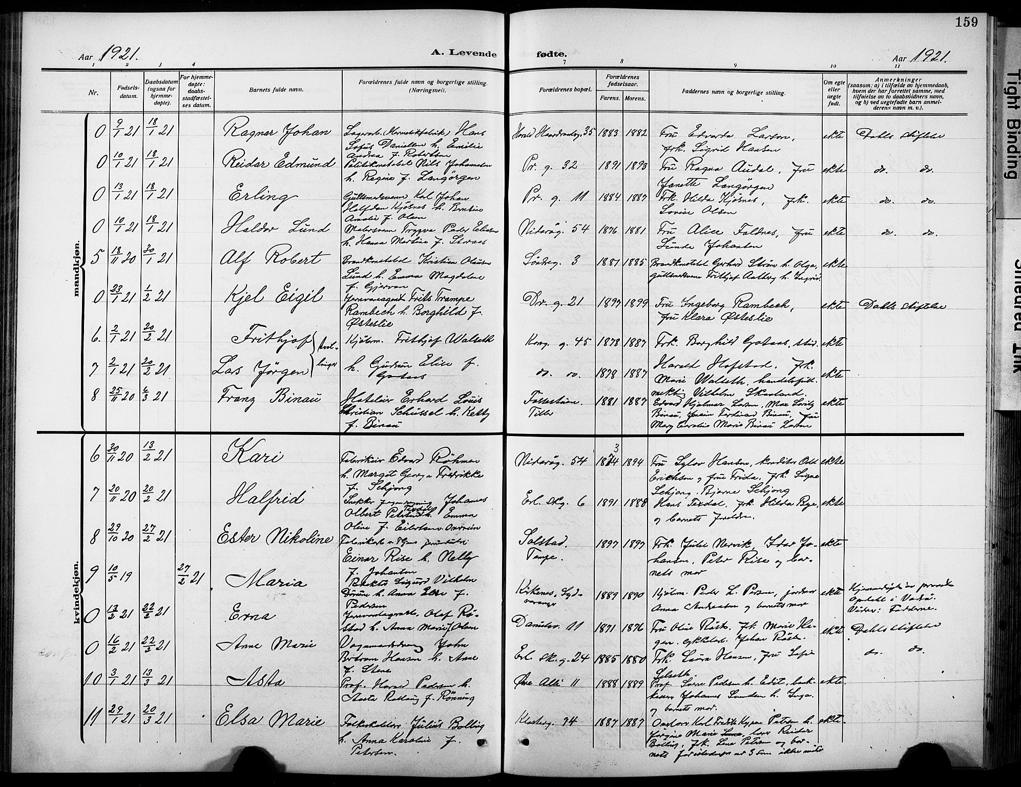 Ministerialprotokoller, klokkerbøker og fødselsregistre - Sør-Trøndelag, SAT/A-1456/601/L0096: Parish register (copy) no. 601C14, 1911-1931, p. 159