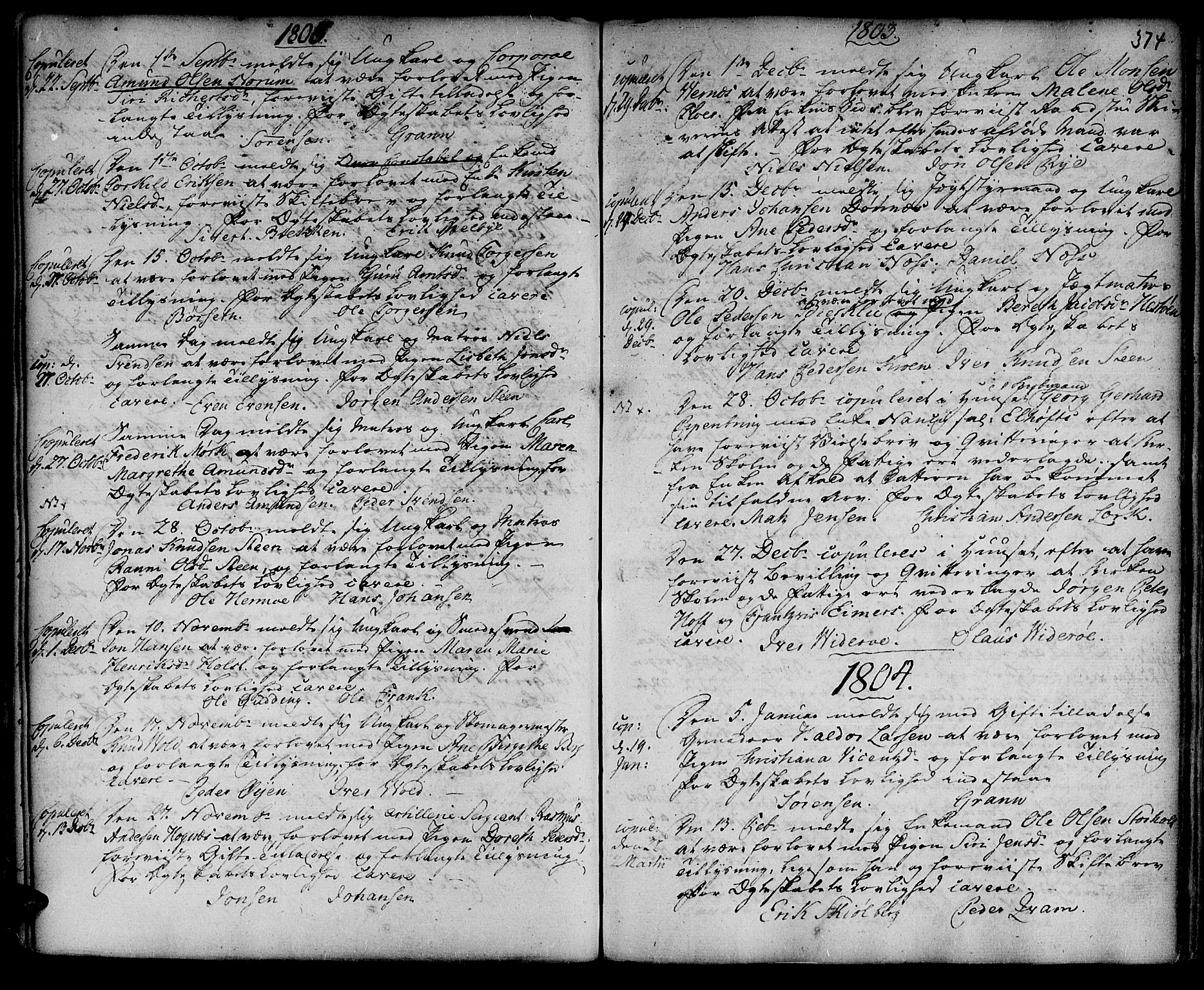 Ministerialprotokoller, klokkerbøker og fødselsregistre - Sør-Trøndelag, SAT/A-1456/601/L0038: Parish register (official) no. 601A06, 1766-1877, p. 374
