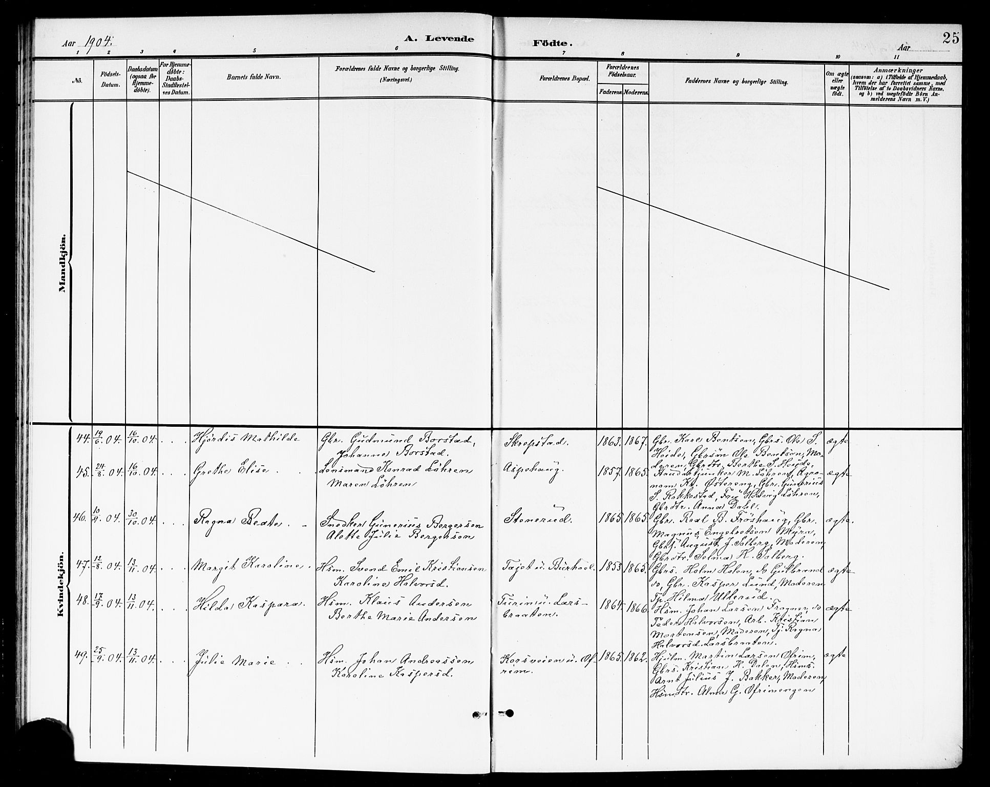 Høland prestekontor Kirkebøker, AV/SAO-A-10346a/G/Ga/L0007: Parish register (copy) no. I 7, 1902-1914, p. 25