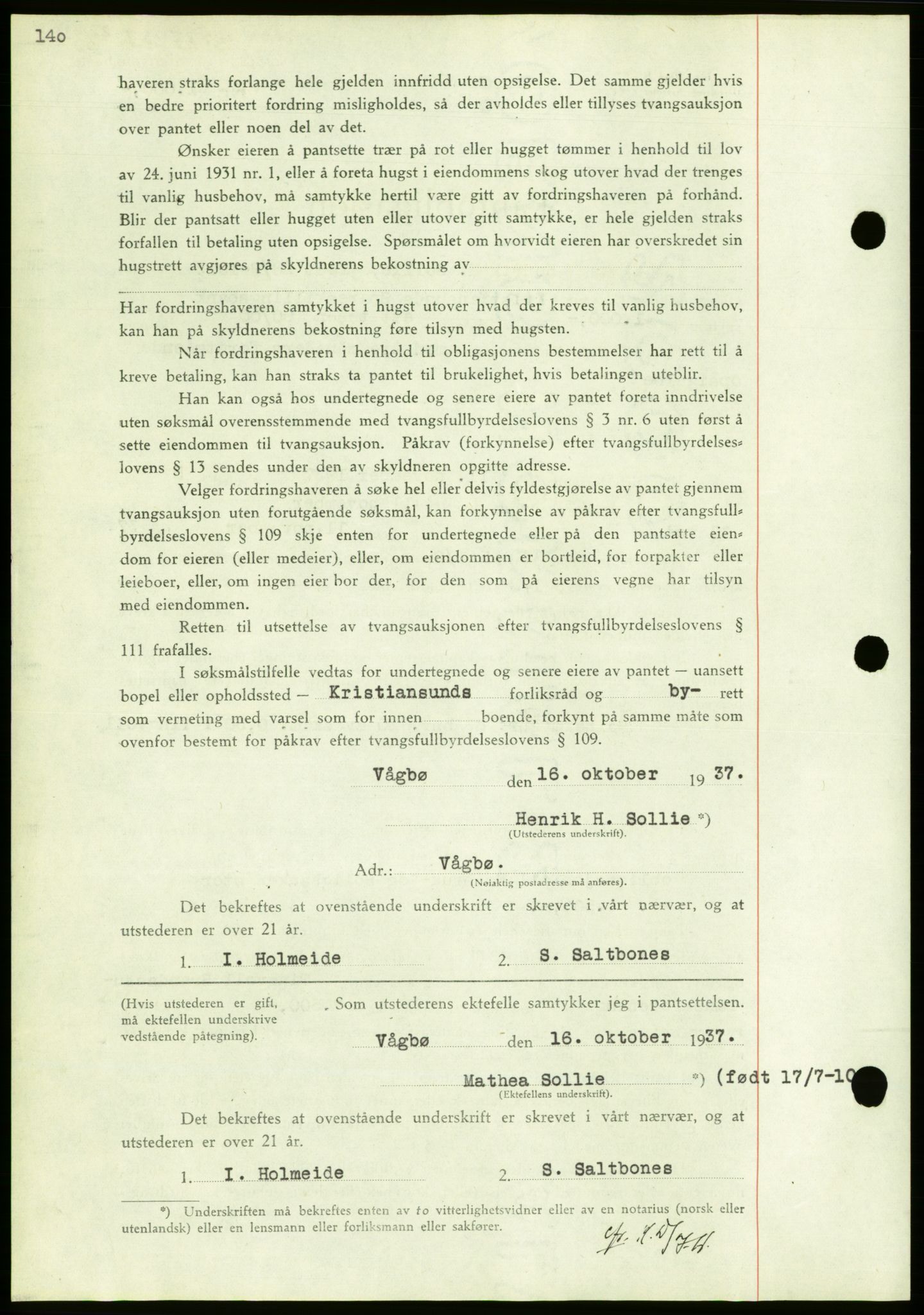 Nordmøre sorenskriveri, AV/SAT-A-4132/1/2/2Ca/L0092: Mortgage book no. B82, 1937-1938, Diary no: : 2577/1937