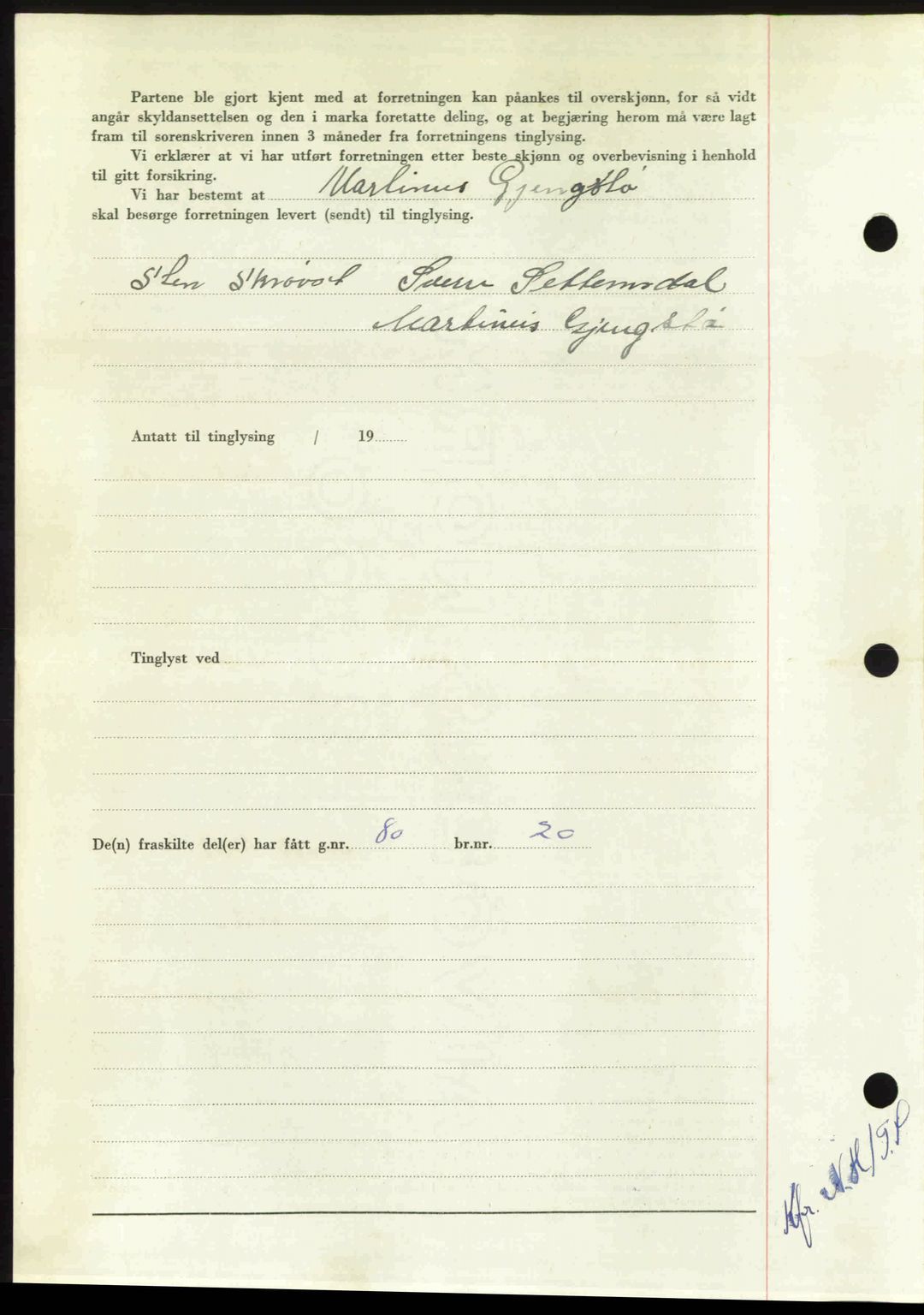 Nordmøre sorenskriveri, AV/SAT-A-4132/1/2/2Ca: Mortgage book no. A106, 1947-1947, Diary no: : 2107/1947