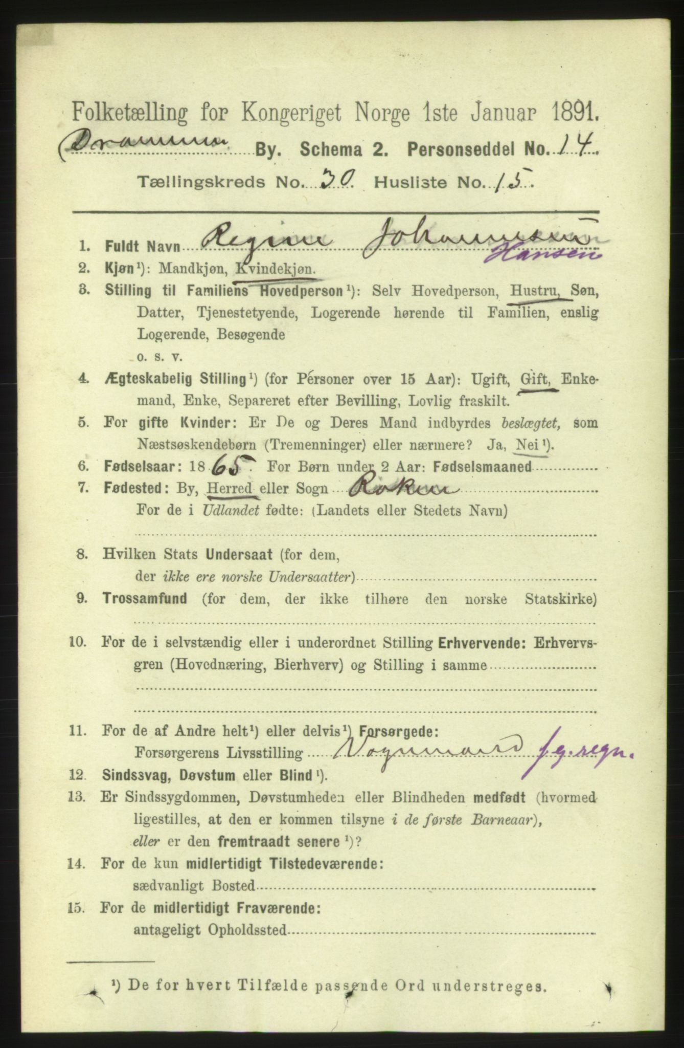 RA, 1891 census for 0602 Drammen, 1891, p. 18312