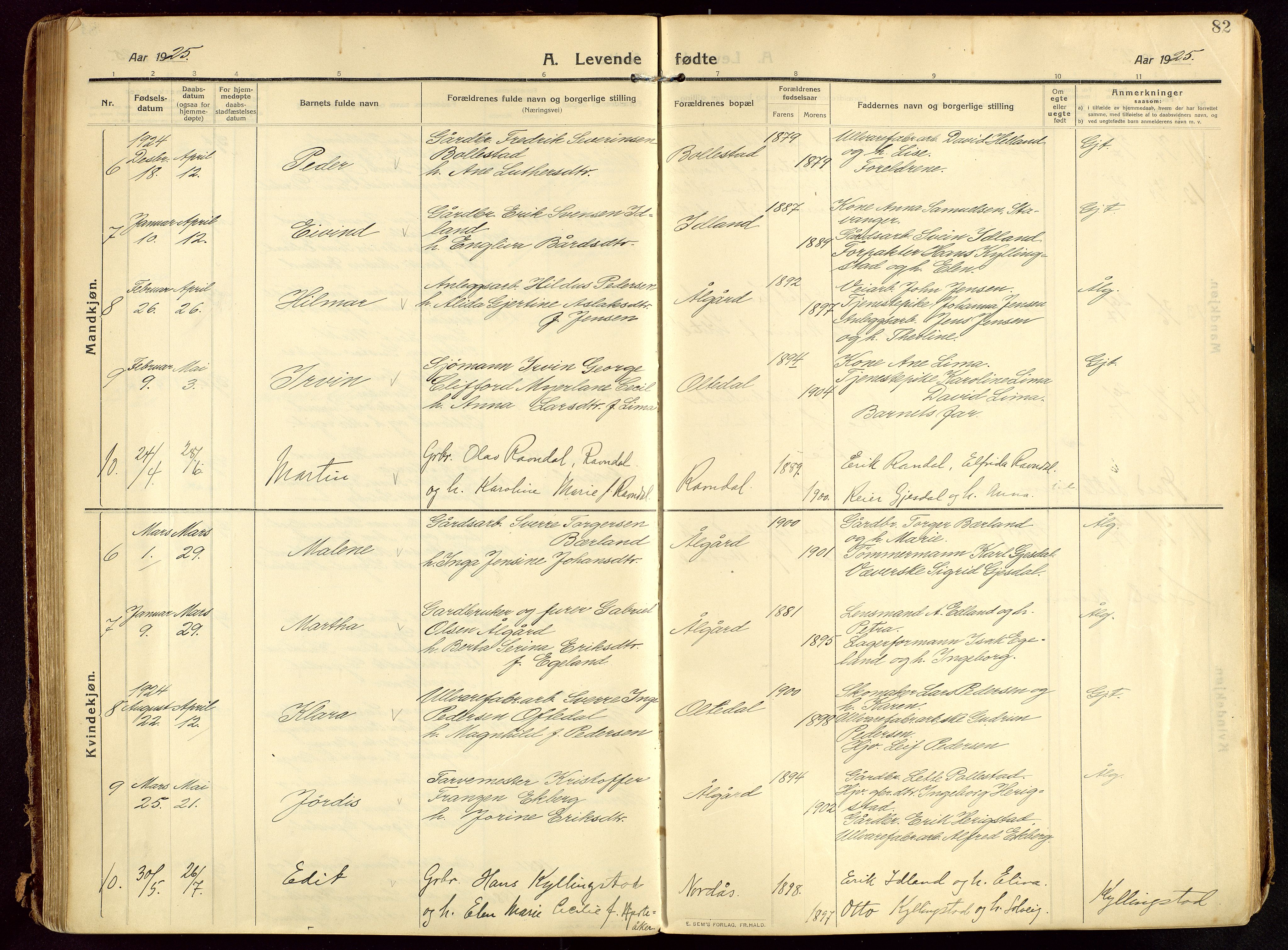 Lye sokneprestkontor, AV/SAST-A-101794/002/B/L0001: Parish register (official) no. A 13, 1910-1925, p. 82