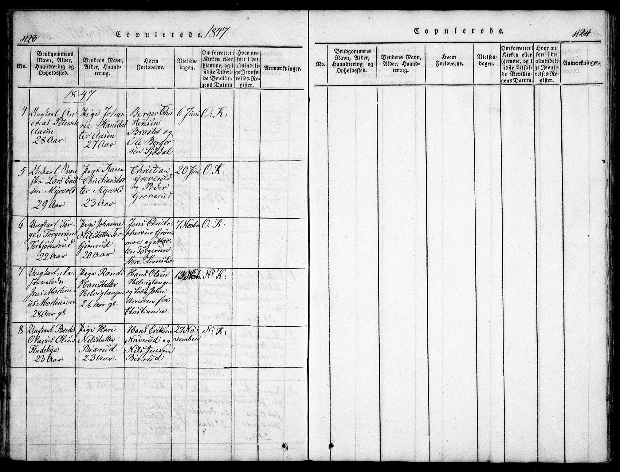 Nesodden prestekontor Kirkebøker, AV/SAO-A-10013/G/Ga/L0001: Parish register (copy) no. I 1, 1814-1847, p. 423-424