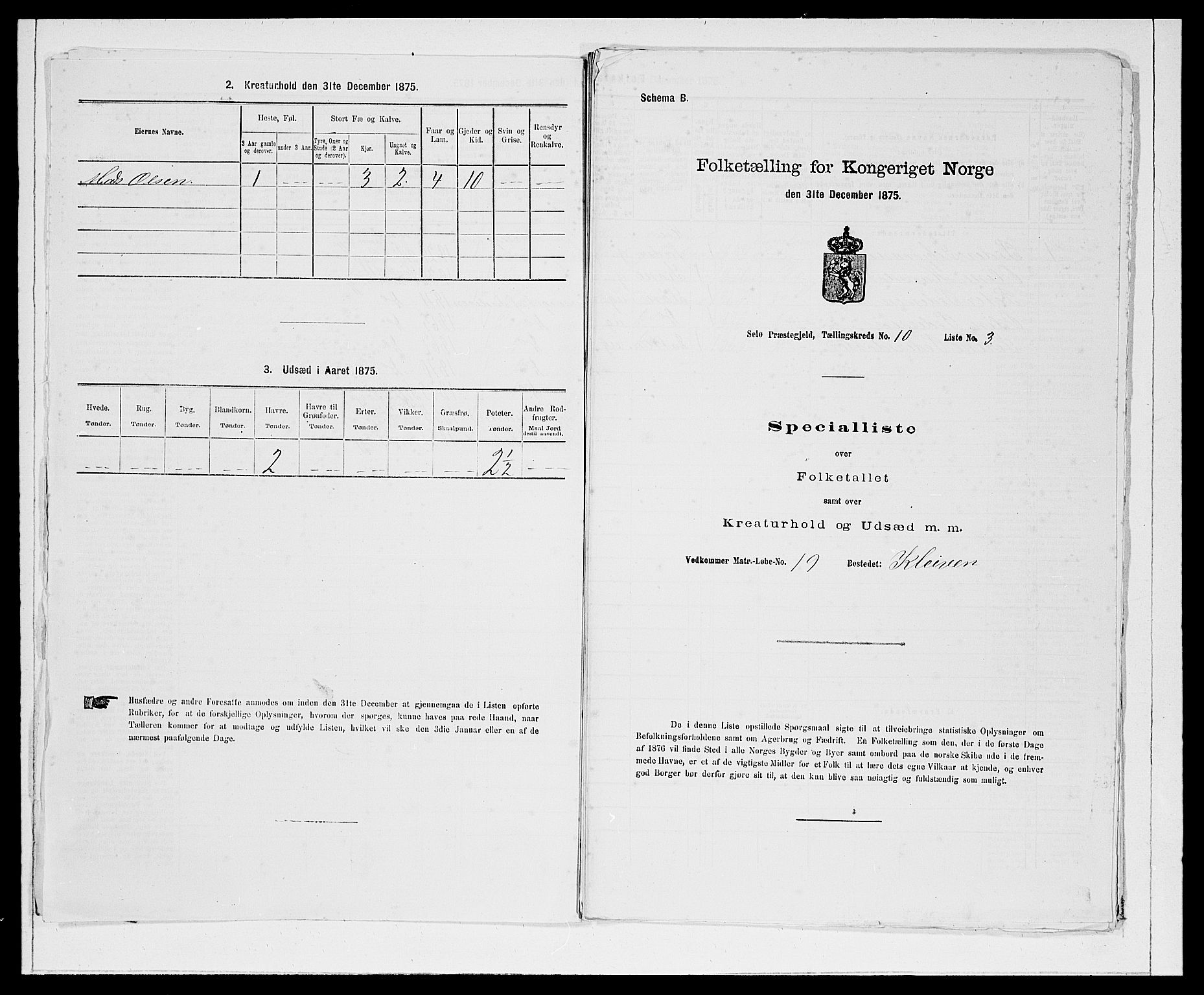 SAB, 1875 Census for 1441P Selje, 1875, p. 1226