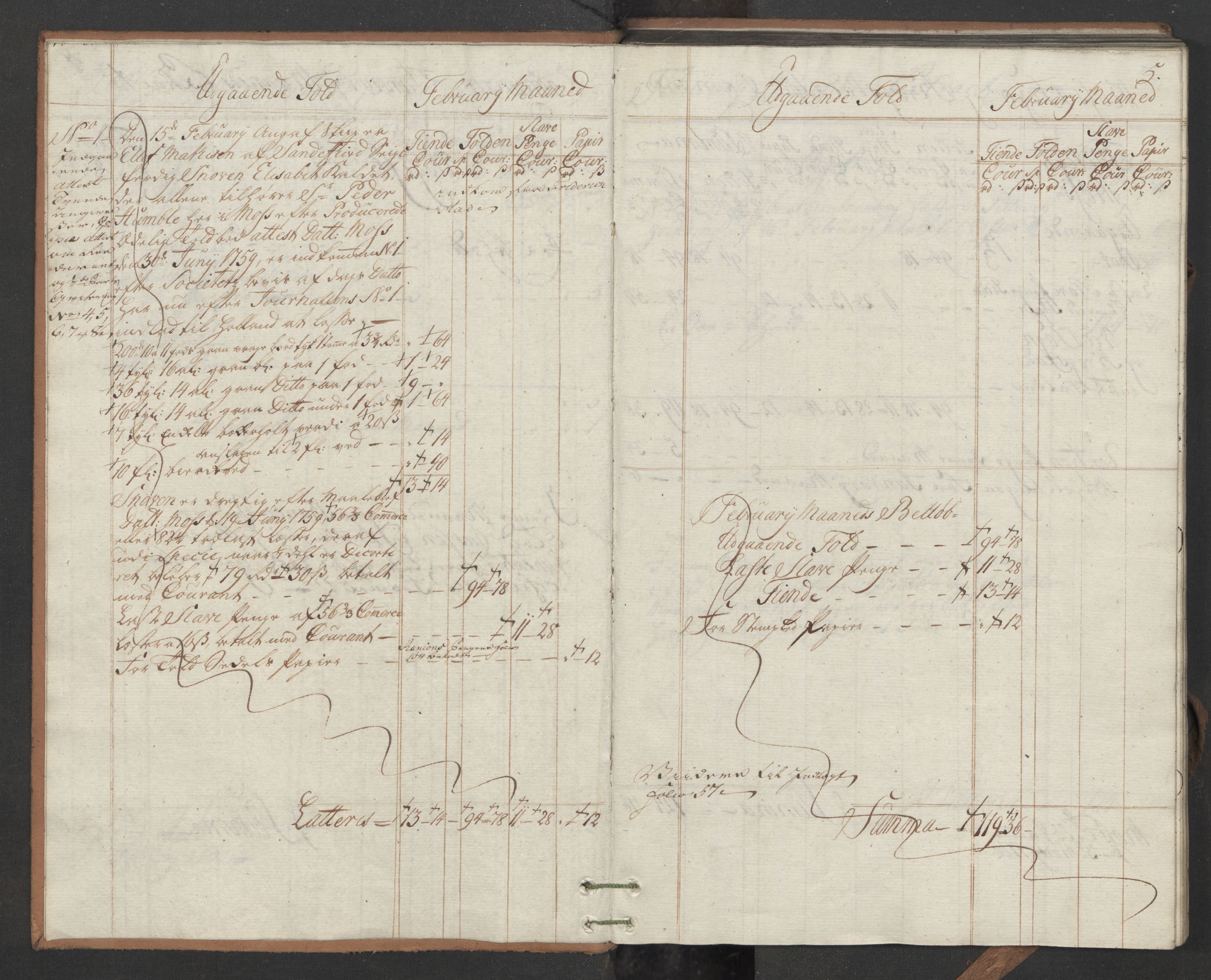 Generaltollkammeret, tollregnskaper, AV/RA-EA-5490/R05/L0035/0001: Tollregnskaper Moss, Son, Krokstad / Utgående hovedtollbok, 1760
