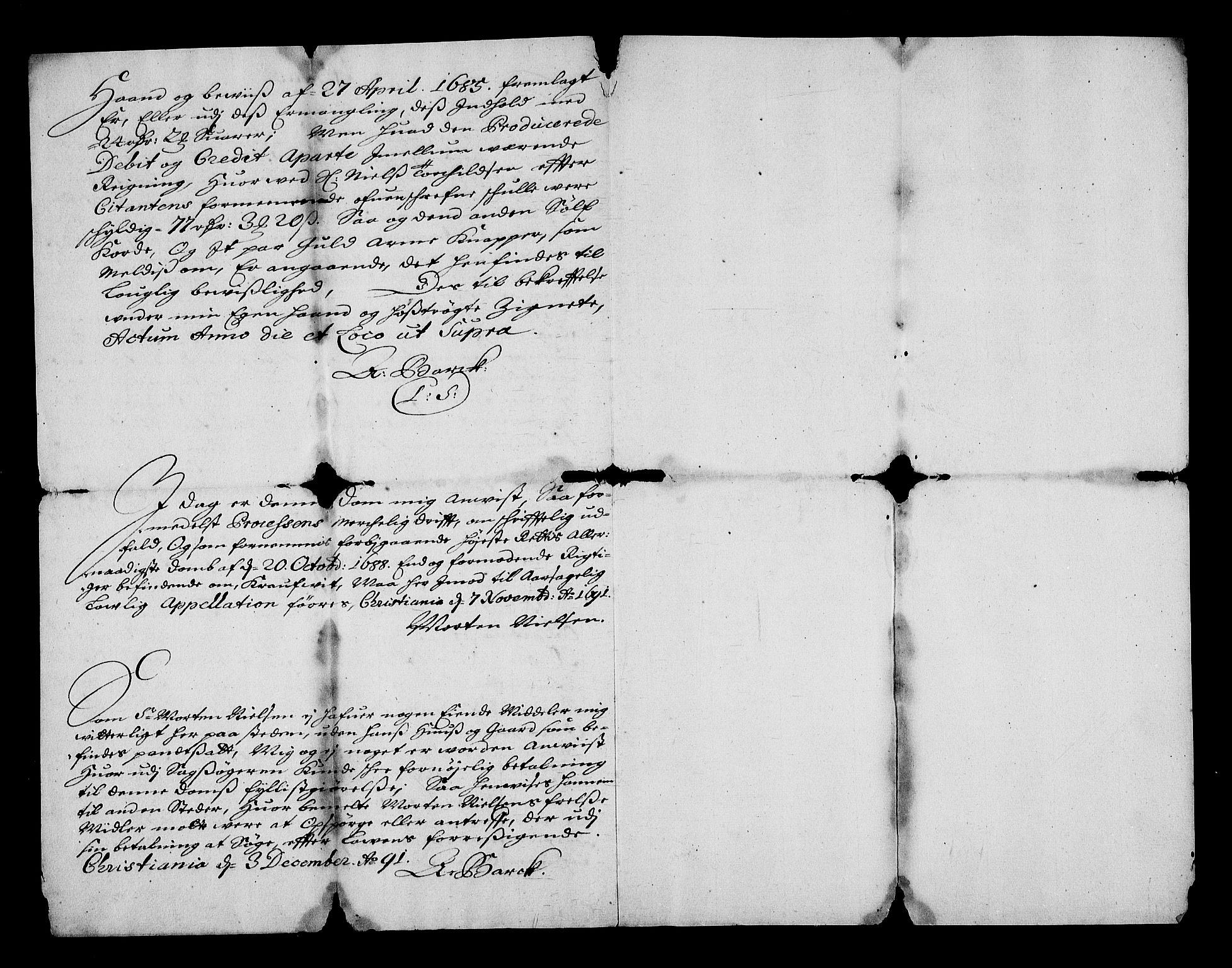 Stattholderembetet 1572-1771, RA/EA-2870/Af/L0004: Avskrifter av vedlegg til originale supplikker, nummerert i samsvar med supplikkbøkene, 1691-1694, p. 171