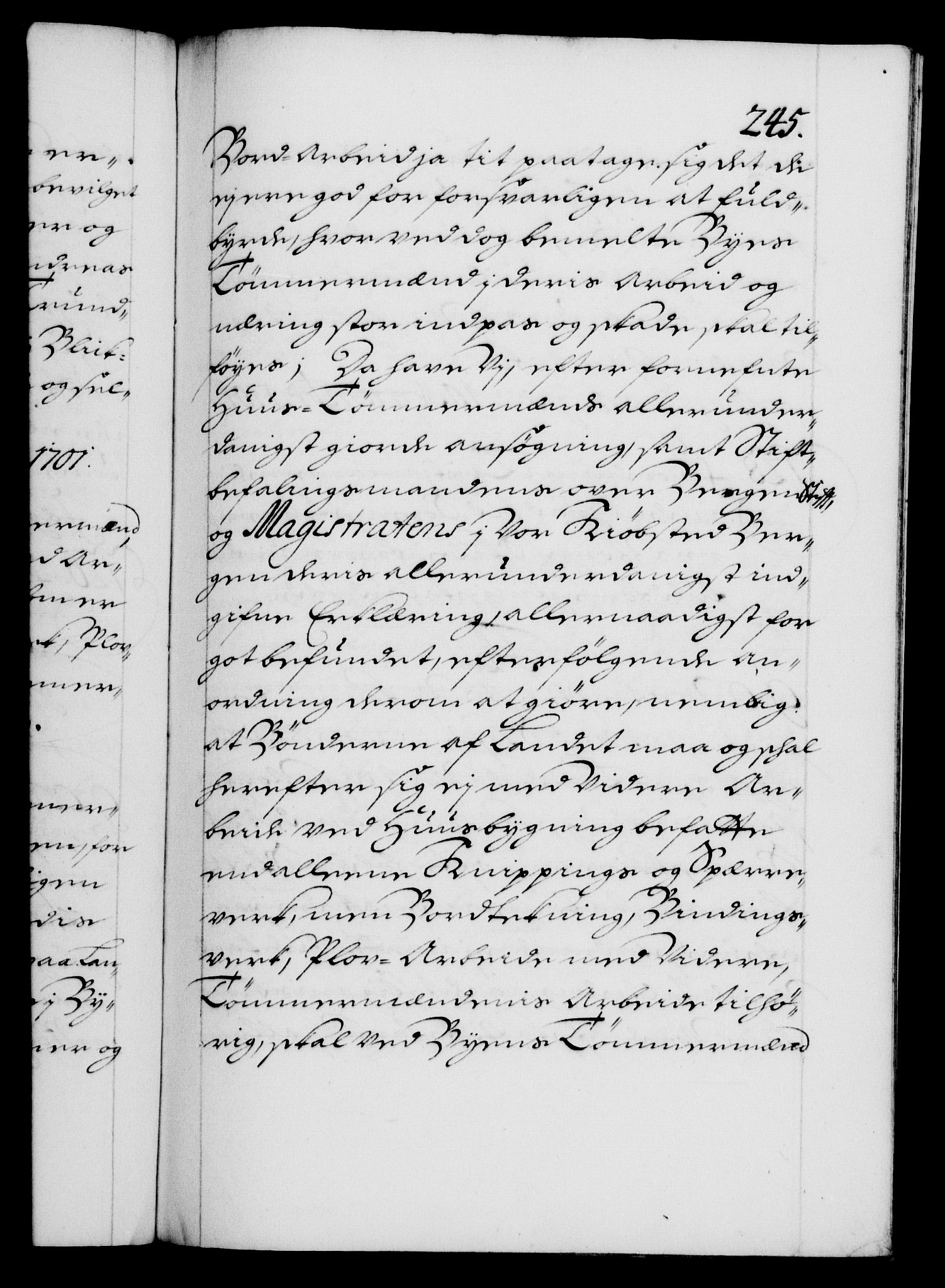 Danske Kanselli 1572-1799, RA/EA-3023/F/Fc/Fca/Fcaa/L0018: Norske registre, 1699-1703, p. 245a