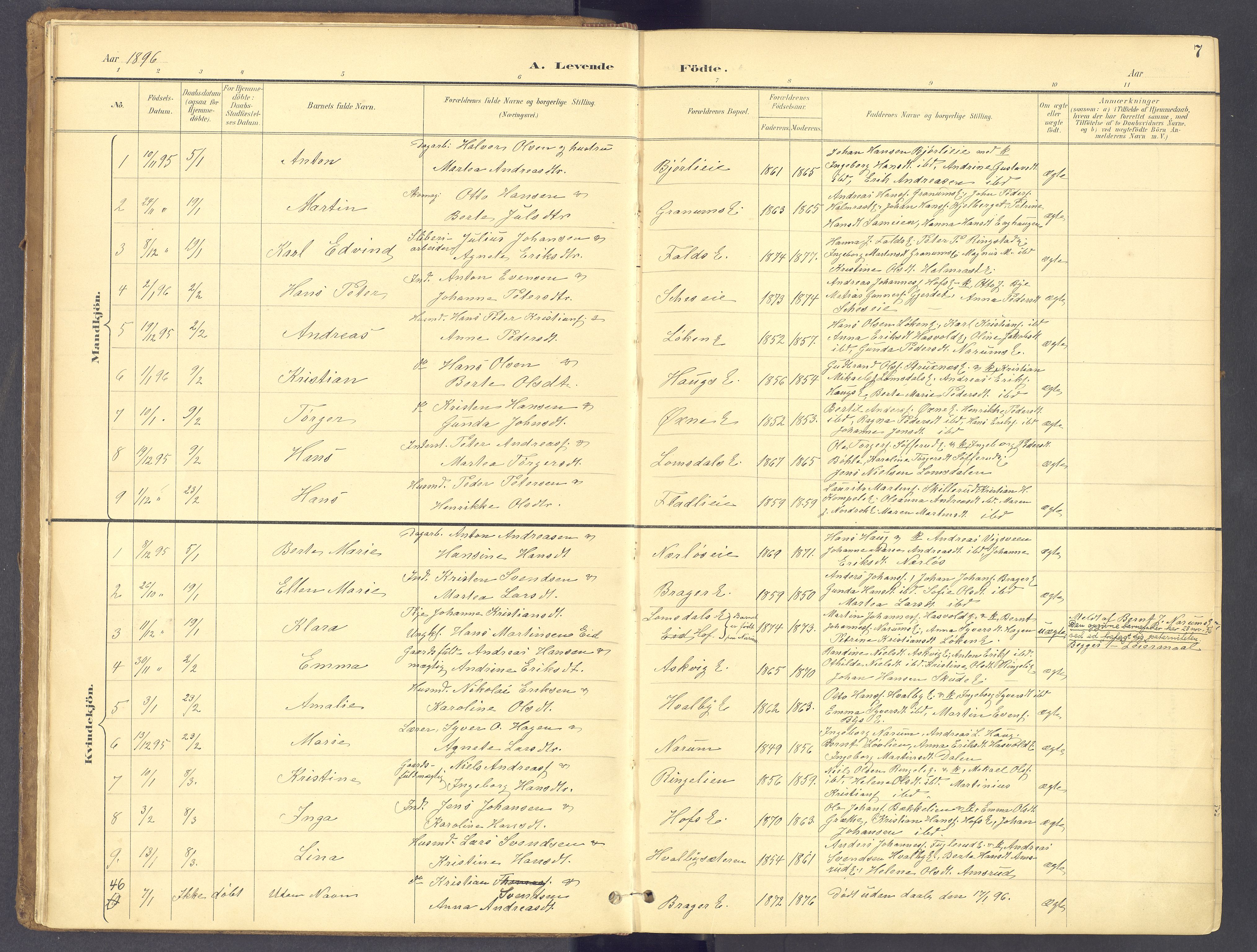 Søndre Land prestekontor, AV/SAH-PREST-122/K/L0006: Parish register (official) no. 6, 1895-1904, p. 7