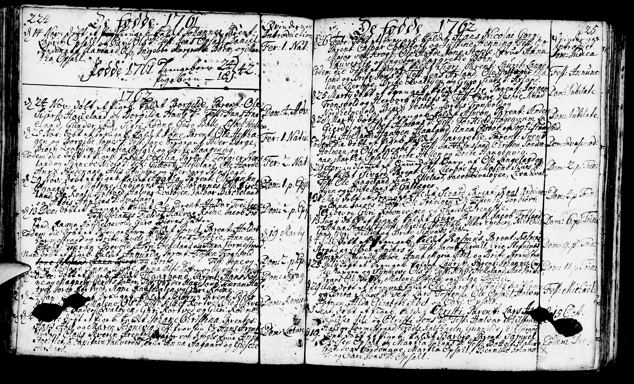 Vikedal sokneprestkontor, AV/SAST-A-101840/01/IV: Parish register (official) no. A 1, 1737-1778, p. 224-225