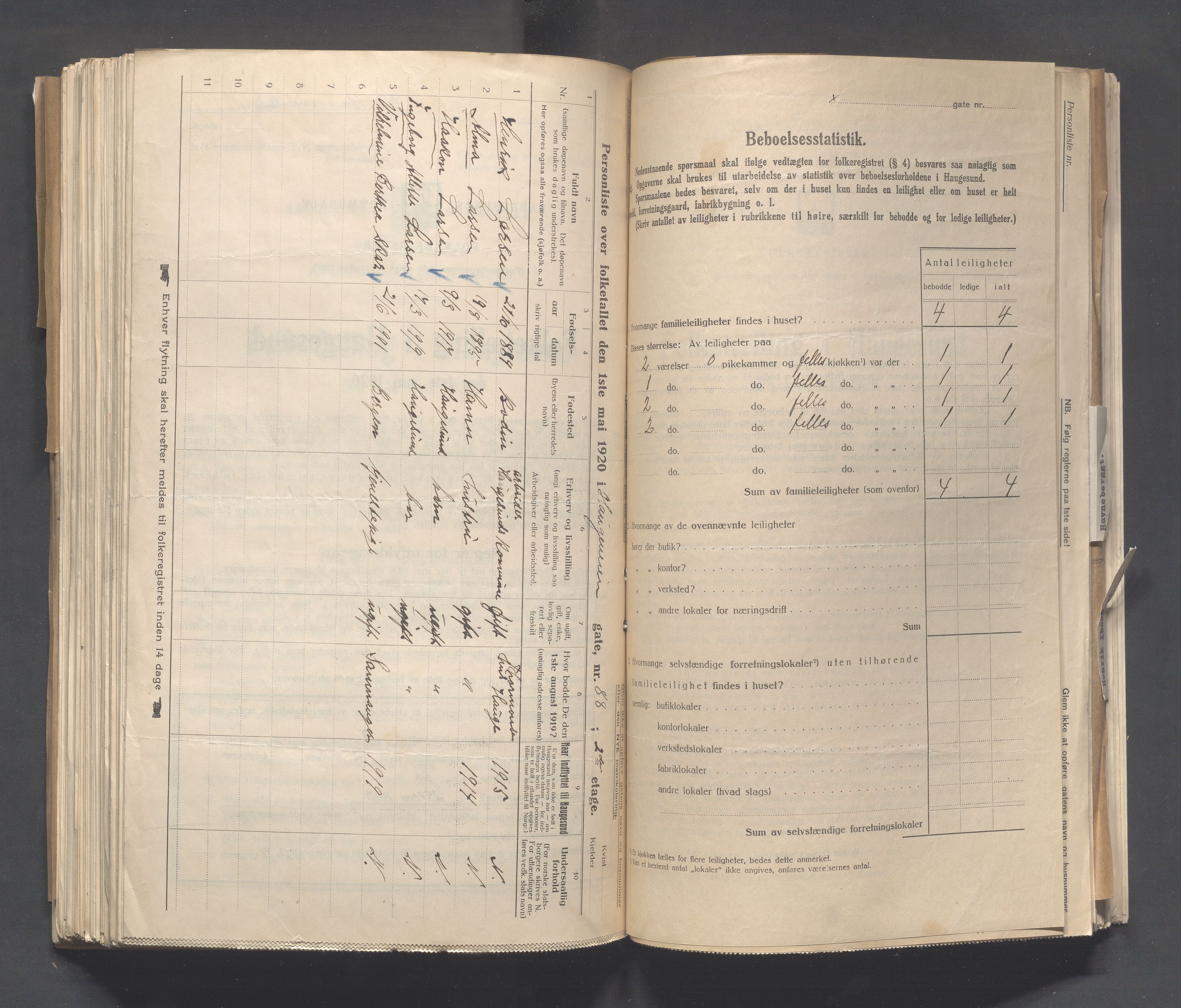 IKAR, Local census 1.5.1920 for Haugesund, 1920, p. 1377