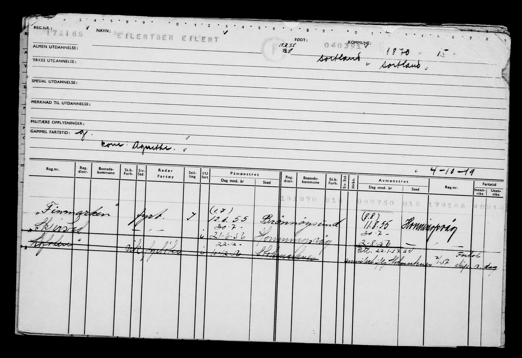 Direktoratet for sjømenn, AV/RA-S-3545/G/Gb/L0009: Hovedkort, 1891, p. 5