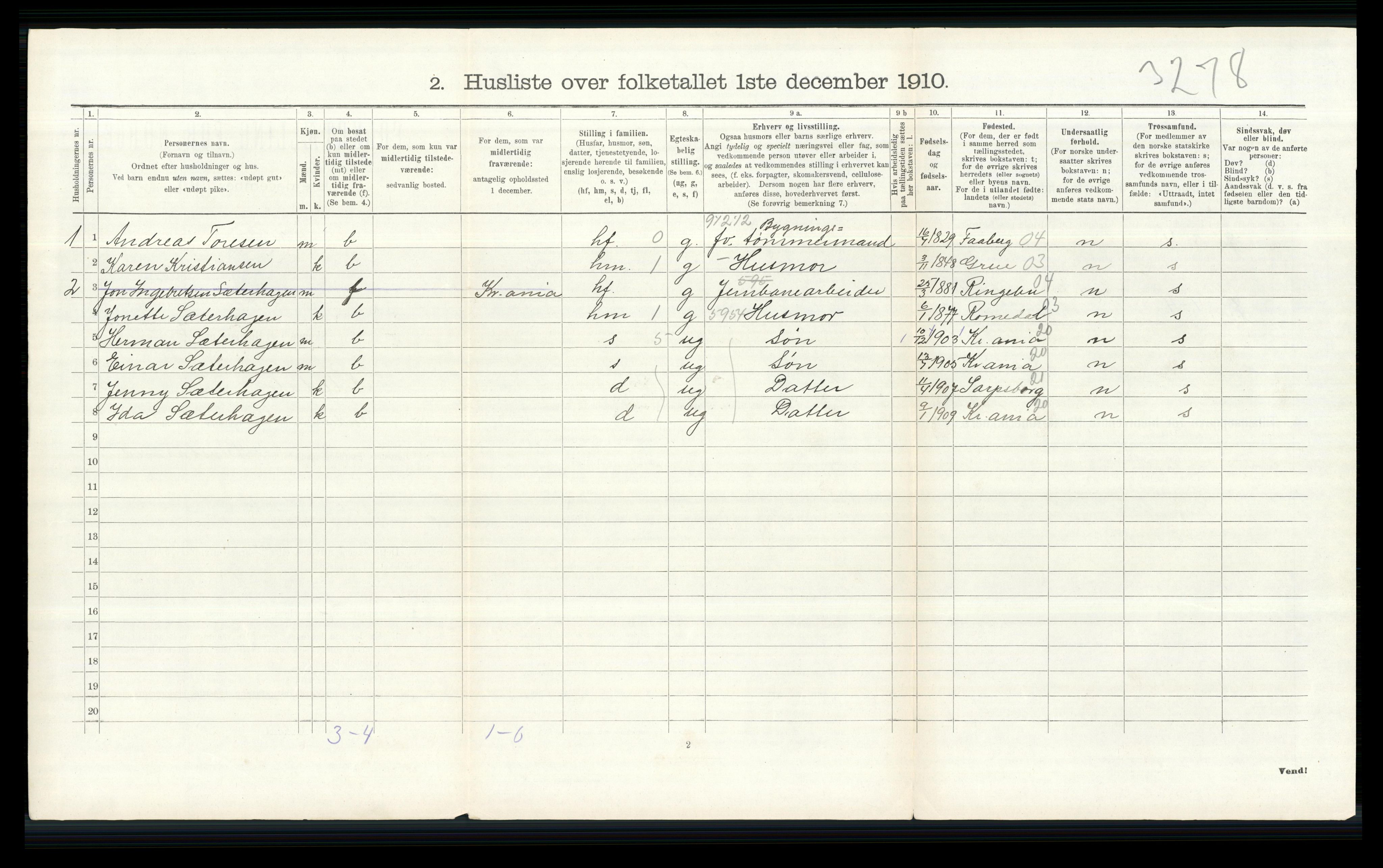 RA, 1910 census for Nittedal, 1910, p. 792