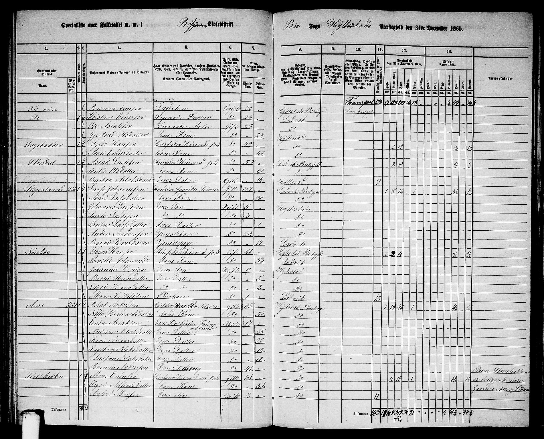 RA, 1865 census for Hyllestad, 1865, p. 114