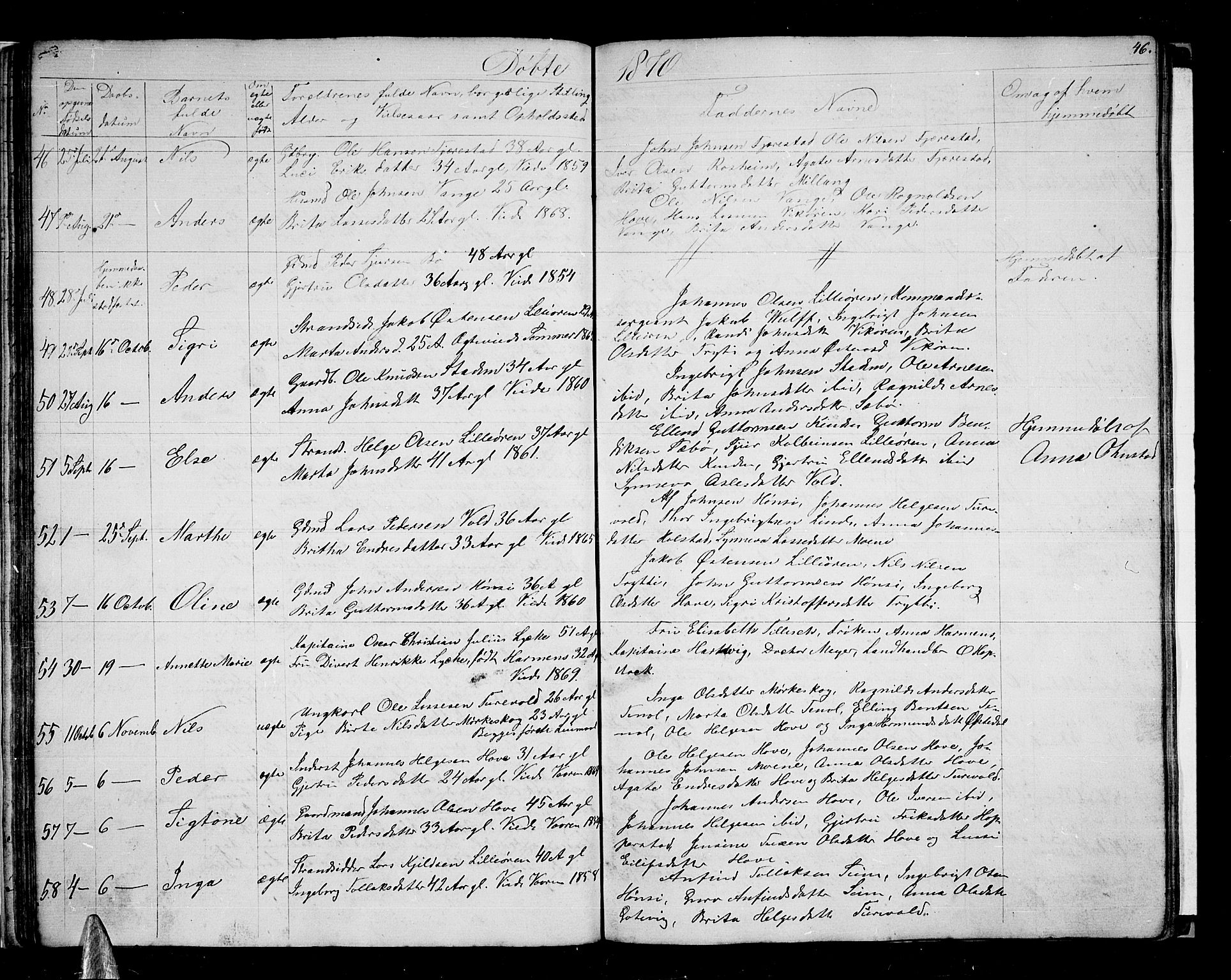 Vik sokneprestembete, SAB/A-81501: Parish register (copy) no. A 2, 1856-1877, p. 46
