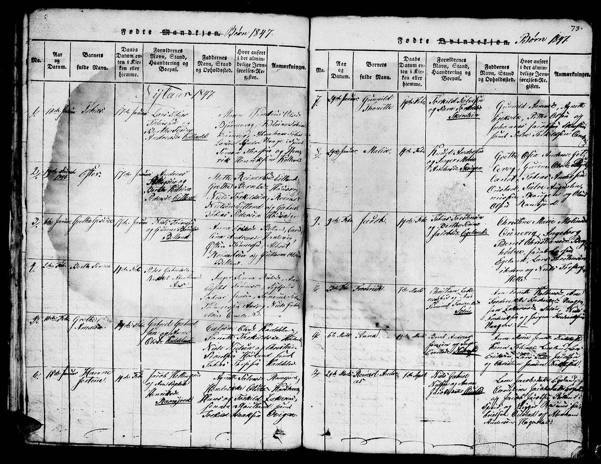 Lyngdal sokneprestkontor, SAK/1111-0029/F/Fb/Fba/L0001: Parish register (copy) no. B 1, 1816-1876, p. 74