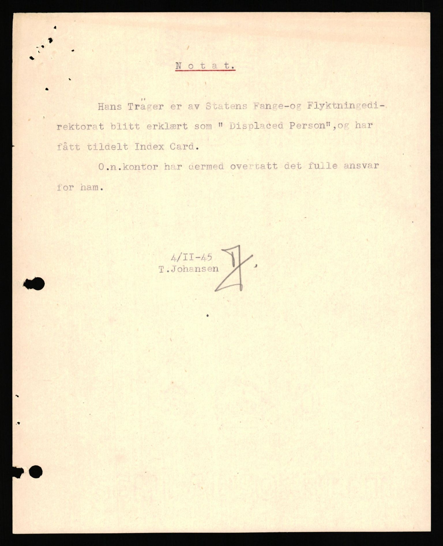 Forsvaret, Forsvarets overkommando II, AV/RA-RAFA-3915/D/Db/L0040: CI Questionaires. Tyske okkupasjonsstyrker i Norge. Østerrikere., 1945-1946, p. 310