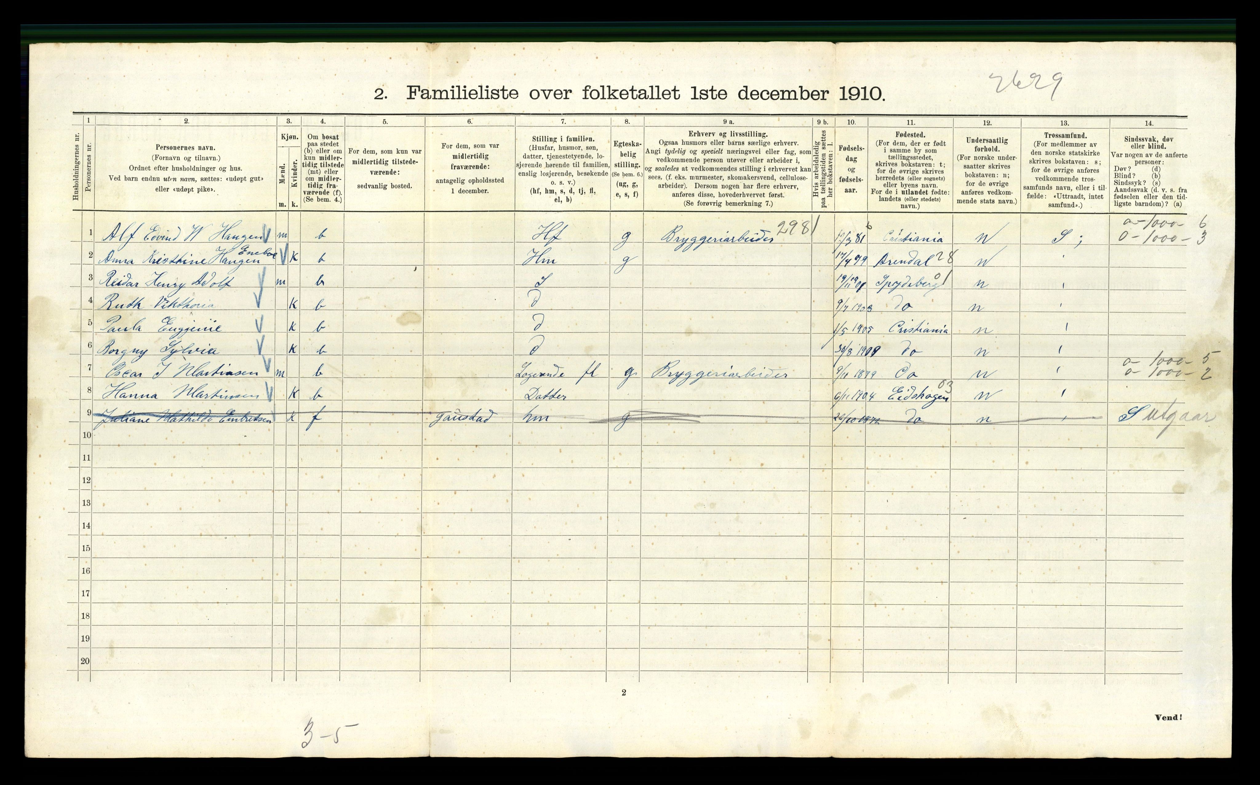 RA, 1910 census for Kristiania, 1910, p. 10860