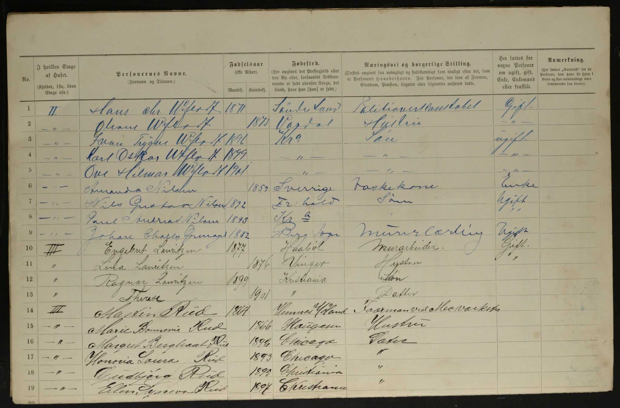 OBA, Municipal Census 1901 for Kristiania, 1901, p. 6331