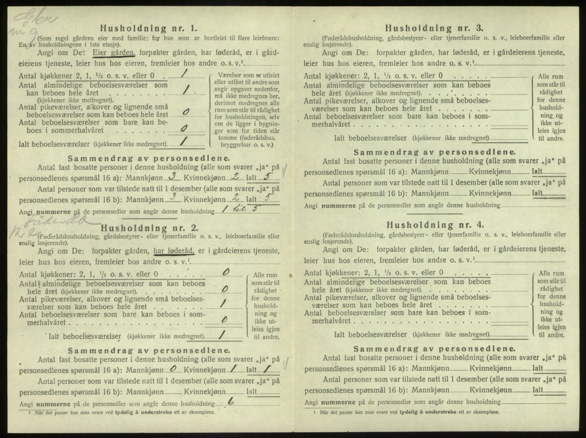 SAB, 1920 census for Fjaler, 1920, p. 1319