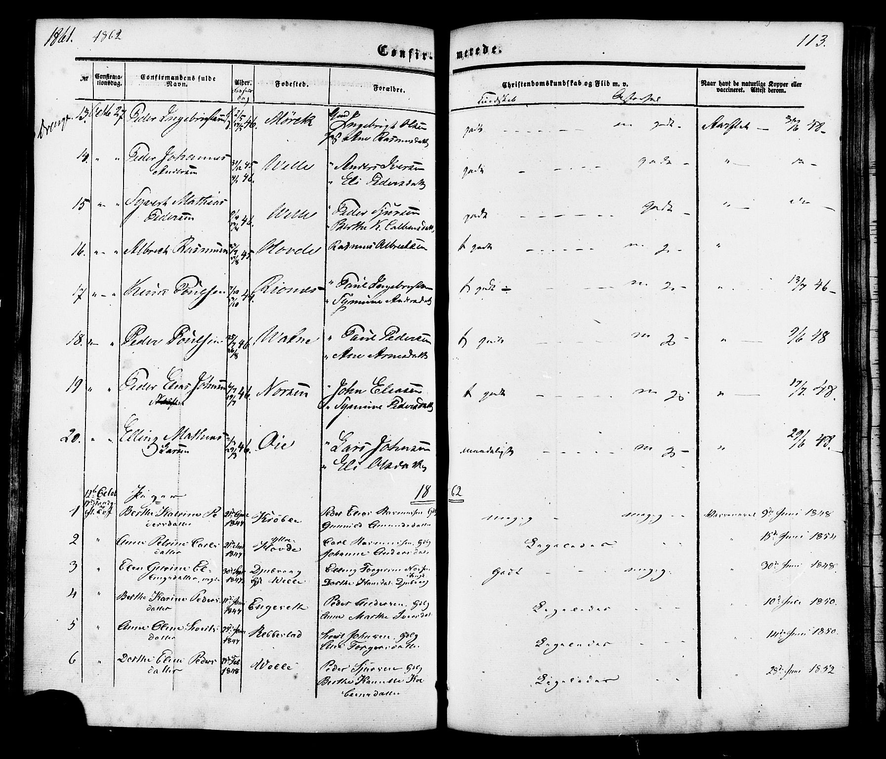 Ministerialprotokoller, klokkerbøker og fødselsregistre - Møre og Romsdal, AV/SAT-A-1454/513/L0175: Parish register (official) no. 513A02, 1856-1877, p. 113