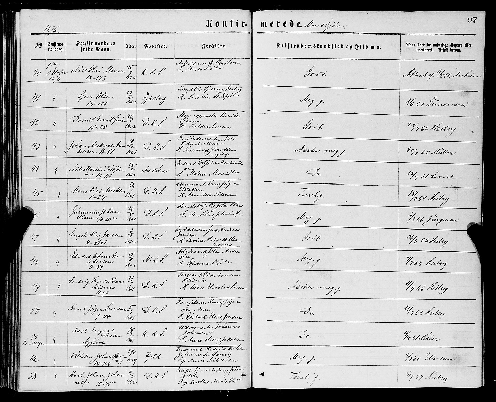 Domkirken sokneprestembete, AV/SAB-A-74801/H/Haa/L0029: Parish register (official) no. C 4, 1864-1879, p. 97