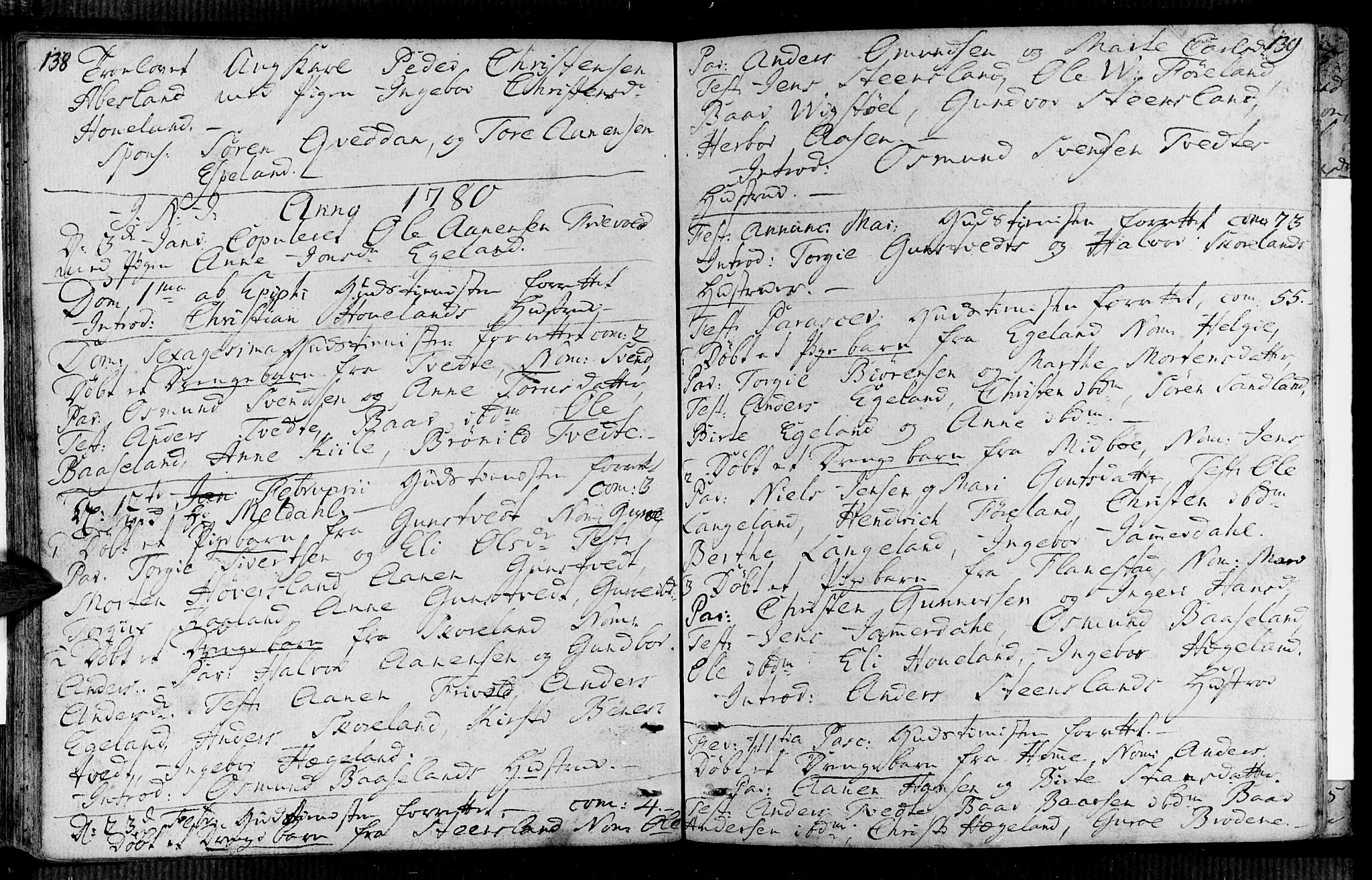 Vennesla sokneprestkontor, AV/SAK-1111-0045/Fa/Faa/L0001: Parish register (official) no. A 1, 1753-1785, p. 138-139