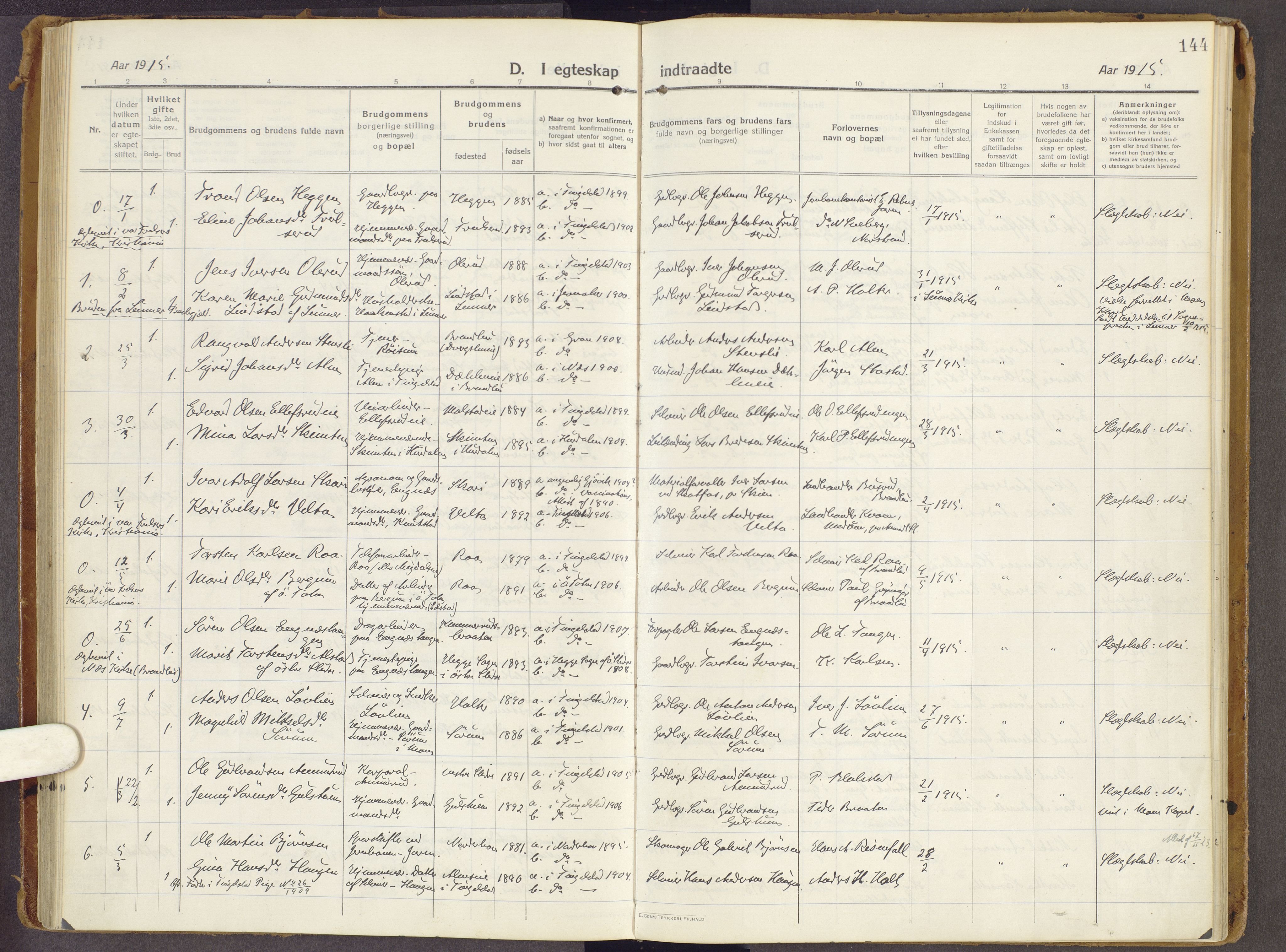 Brandbu prestekontor, SAH/PREST-114/H/Ha/Haa/L0003: Parish register (official) no. 3, 1914-1928, p. 144