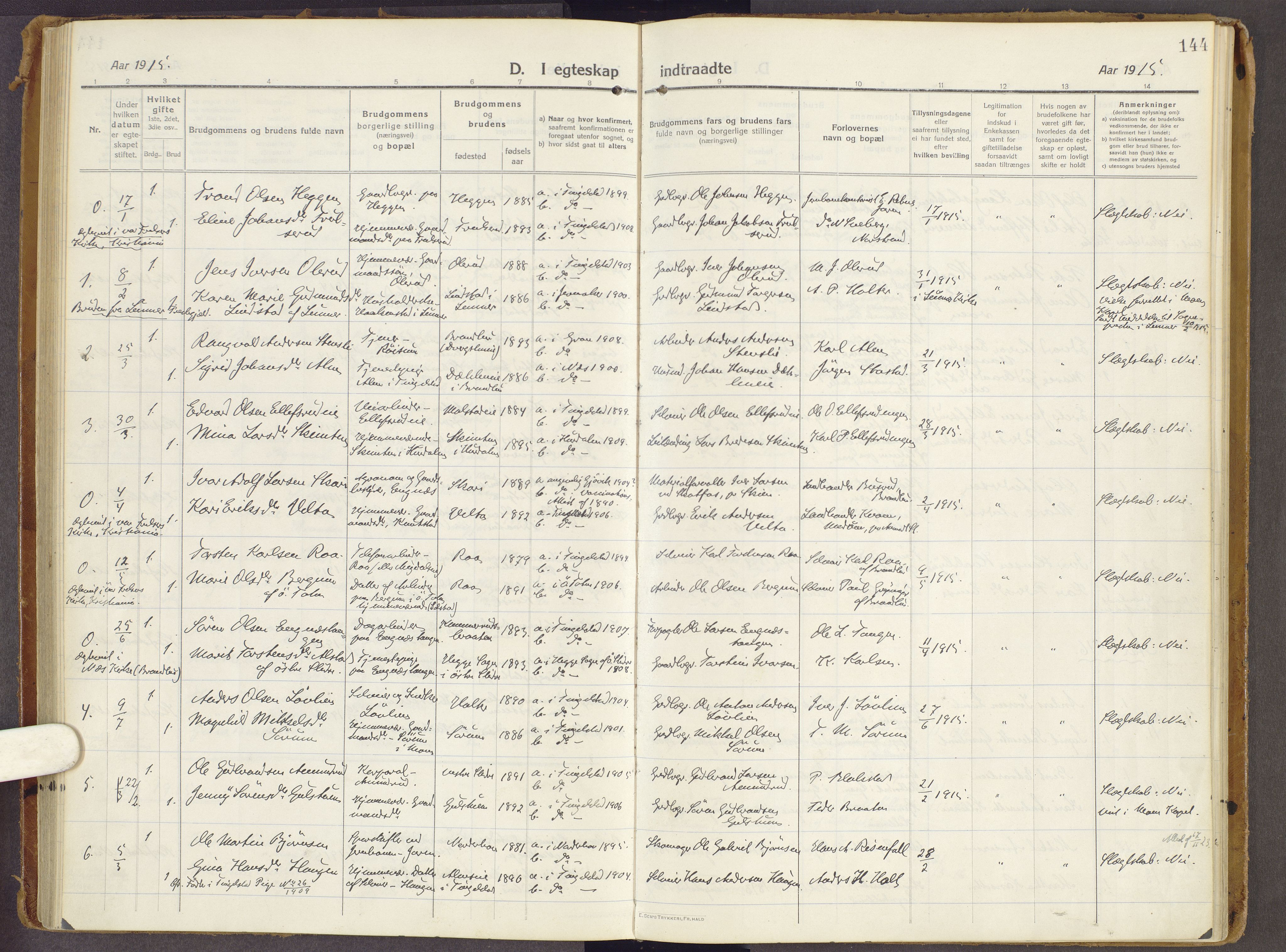 Brandbu prestekontor, AV/SAH-PREST-114/H/Ha/Haa/L0003: Parish register (official) no. 3, 1914-1928, p. 144