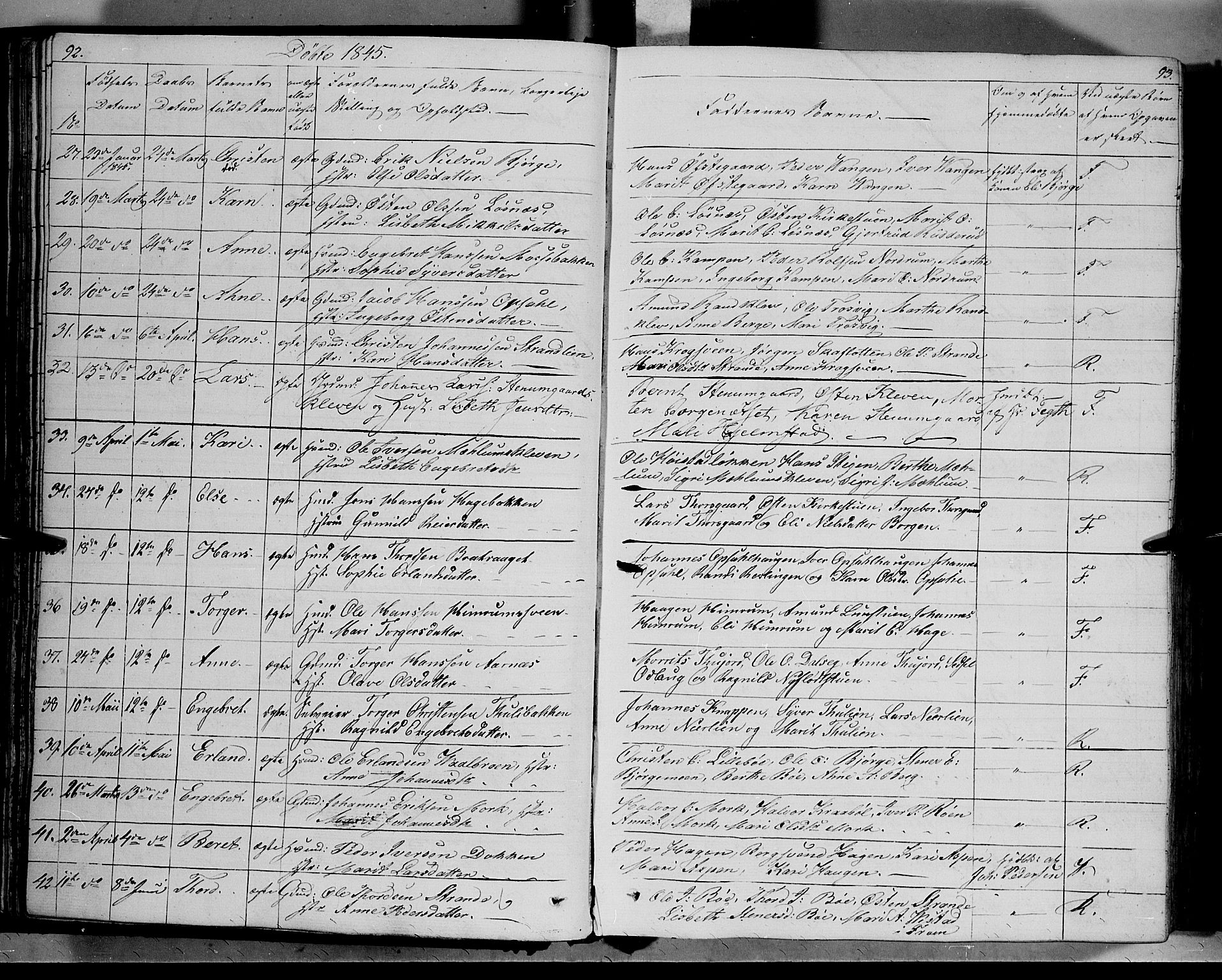 Ringebu prestekontor, AV/SAH-PREST-082/H/Ha/Haa/L0005: Parish register (official) no. 5, 1839-1848, p. 92-93