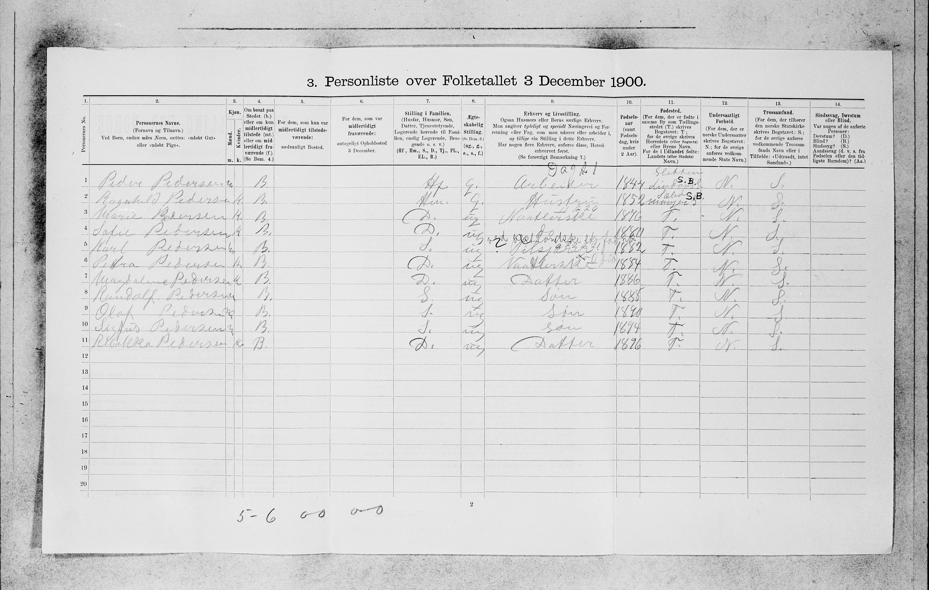 SAB, 1900 census for Bergen, 1900, p. 18253