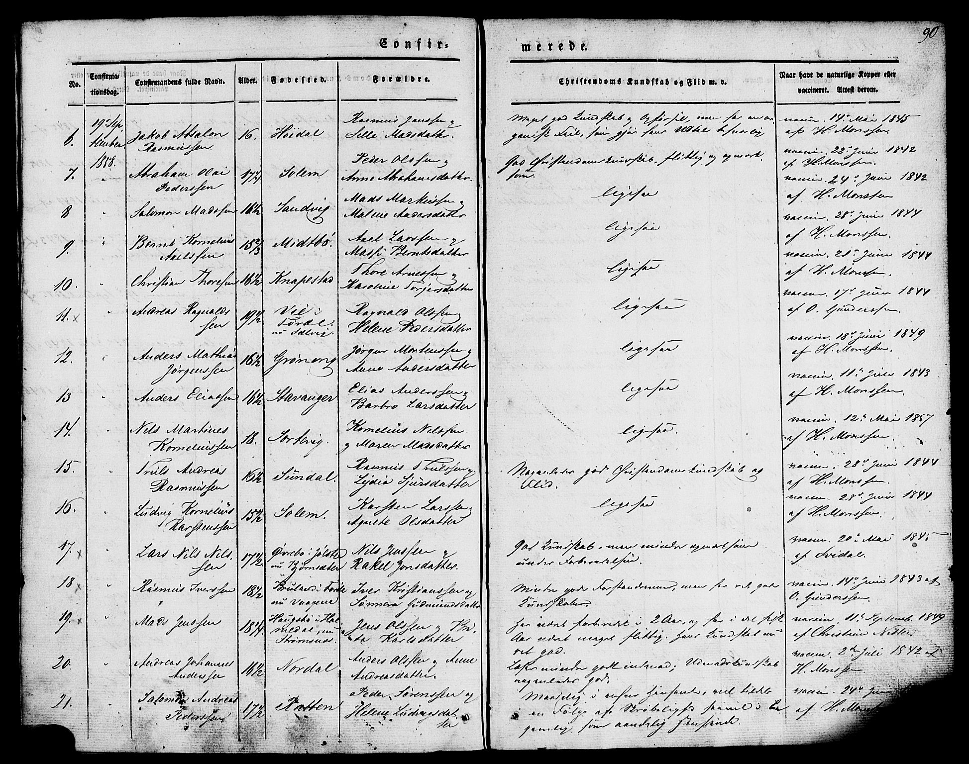 Kinn sokneprestembete, AV/SAB-A-80801/H/Haa/Haaa/L0007: Parish register (official) no. A 7, 1841-1858, p. 90