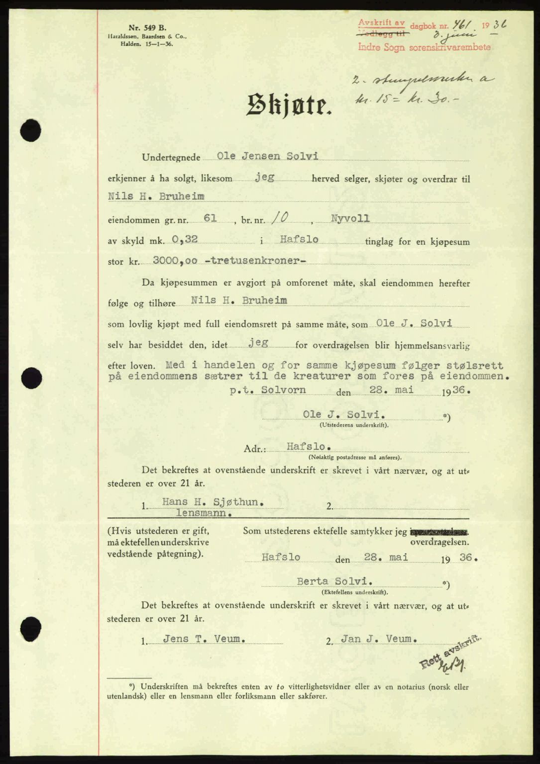 Indre Sogn tingrett, SAB/A-3301/1/G/Gb/Gba/L0030: Mortgage book no. 30, 1935-1937, Deed date: 03.06.1936