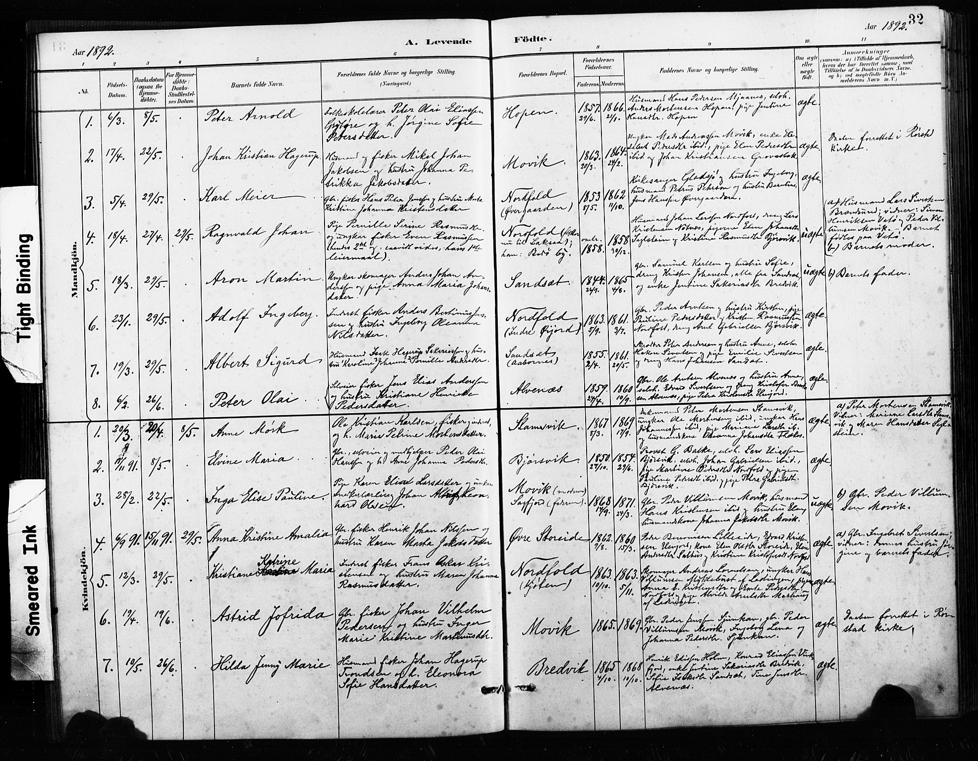 Ministerialprotokoller, klokkerbøker og fødselsregistre - Nordland, AV/SAT-A-1459/858/L0834: Parish register (copy) no. 858C01, 1884-1904, p. 32
