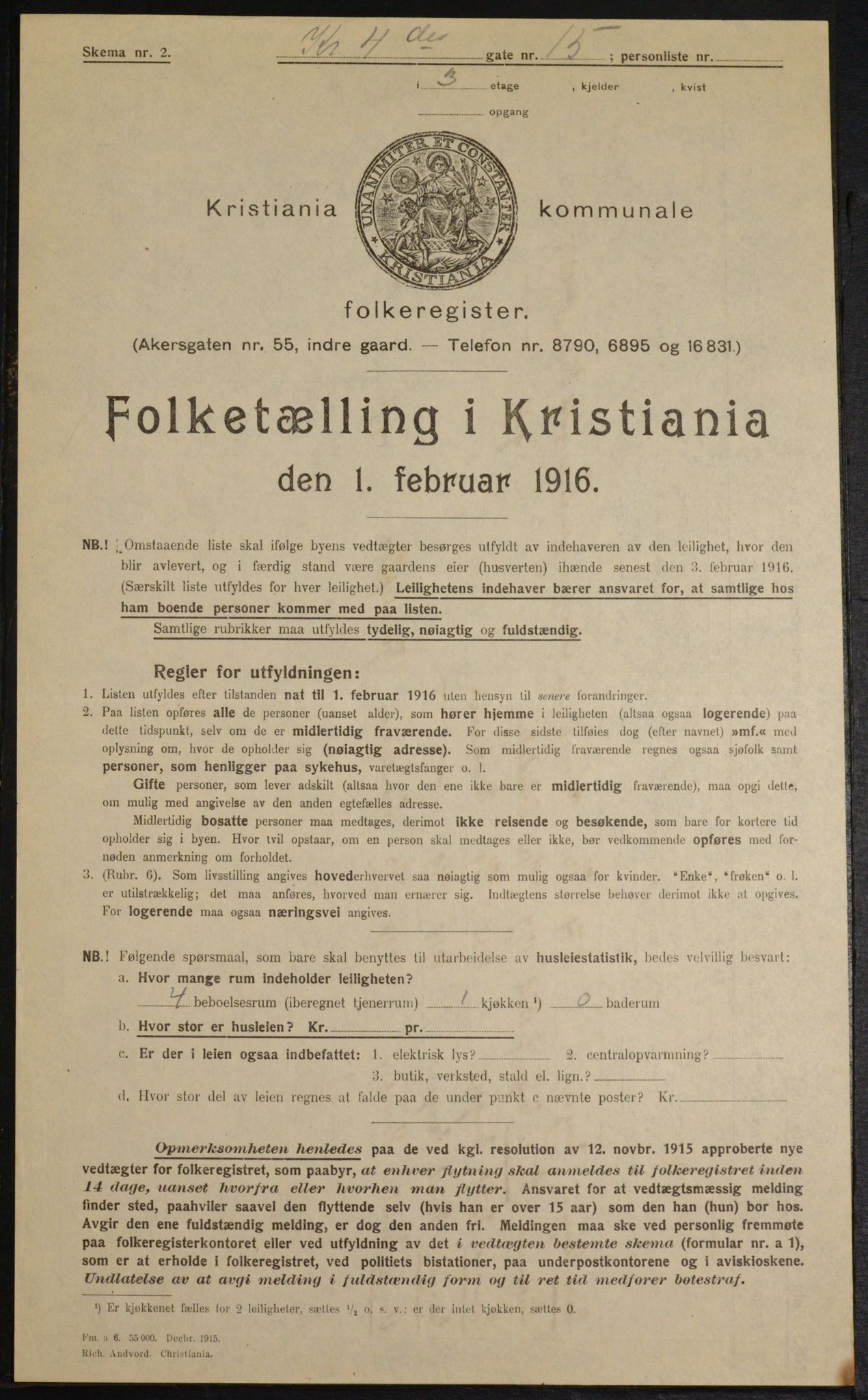 OBA, Municipal Census 1916 for Kristiania, 1916, p. 55375