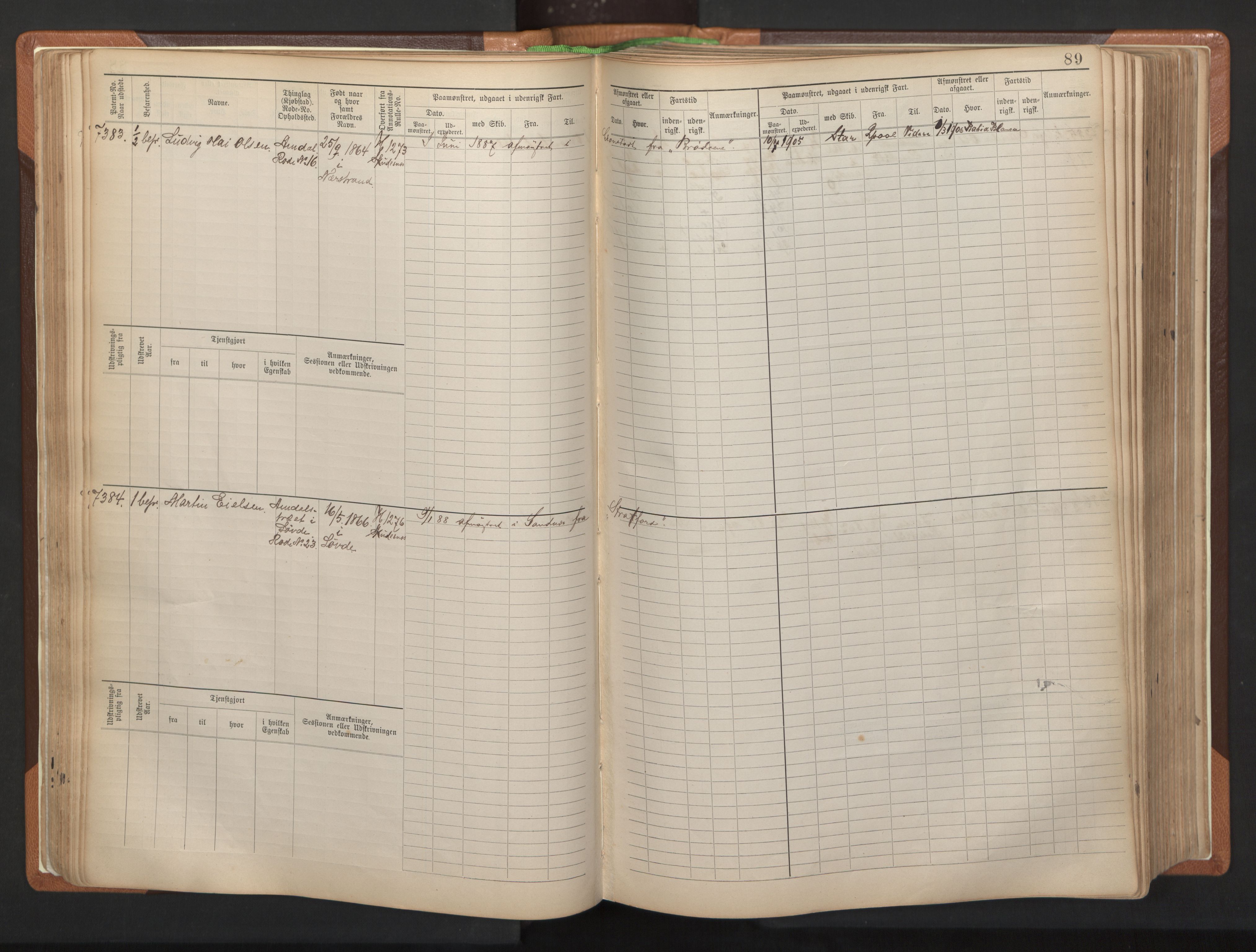 Stavanger sjømannskontor, AV/SAST-A-102006/F/Fb/Fbb/L0012: Sjøfartshovedrulle, patentnr. 7207-8158, 1894-1904, p. 92