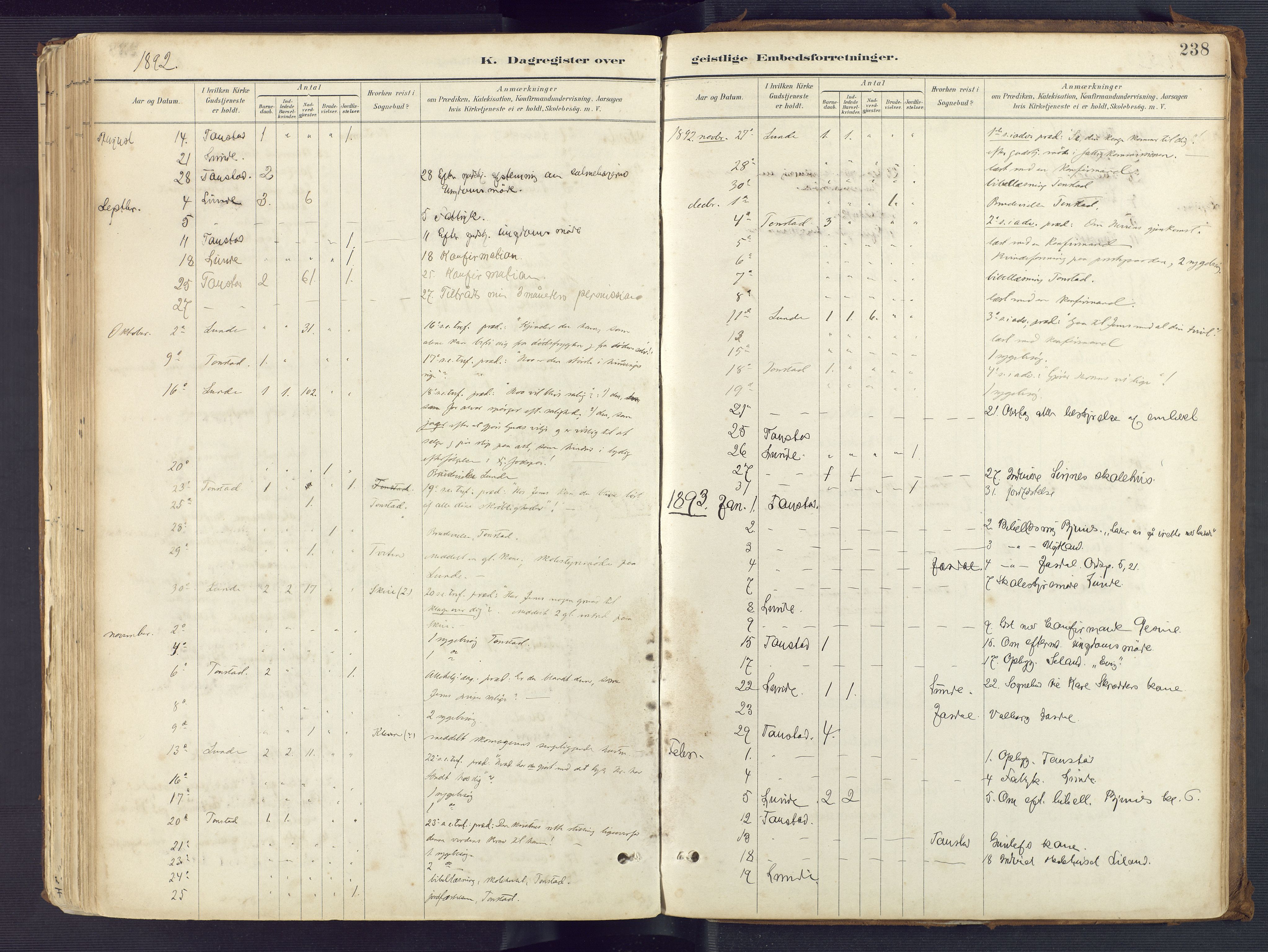 Sirdal sokneprestkontor, AV/SAK-1111-0036/F/Fa/Fab/L0004: Parish register (official) no. A 4, 1887-1919, p. 238