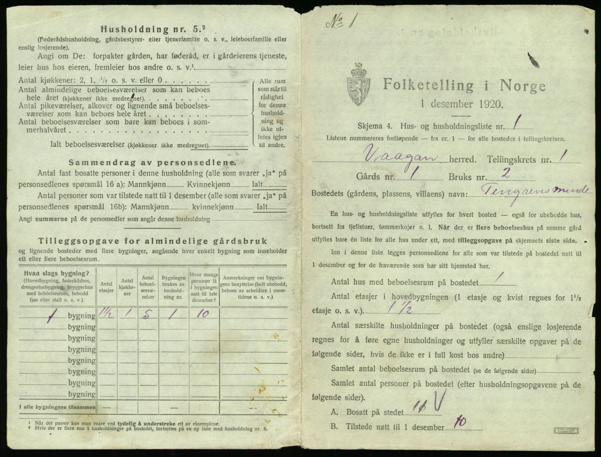 SAT, 1920 census for Vågan, 1920, p. 47