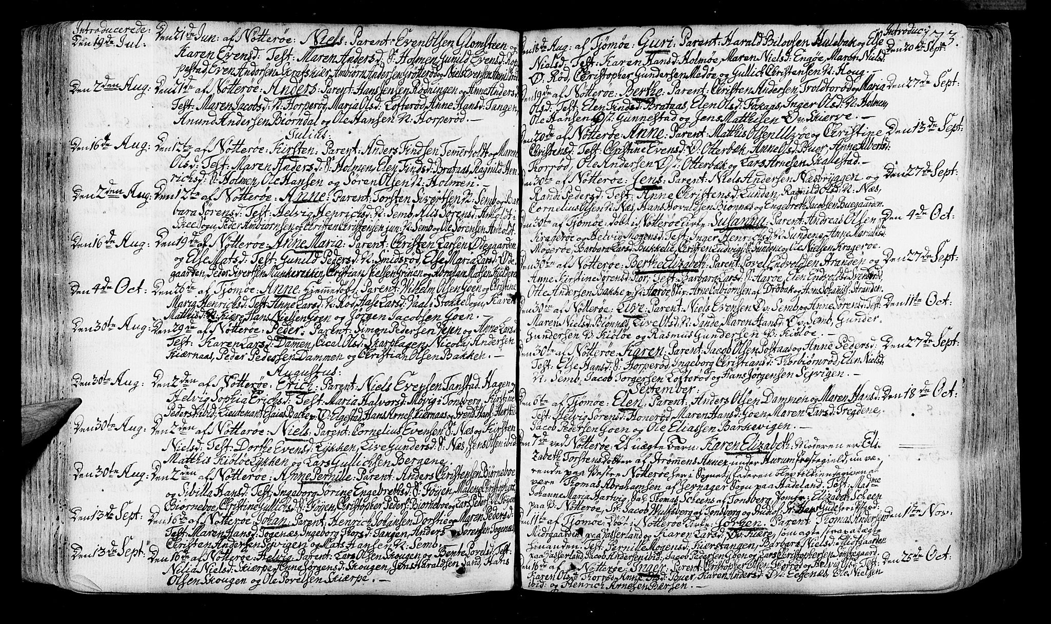 Nøtterøy kirkebøker, SAKO/A-354/F/Fa/L0002: Parish register (official) no. I 2, 1738-1790, p. 173