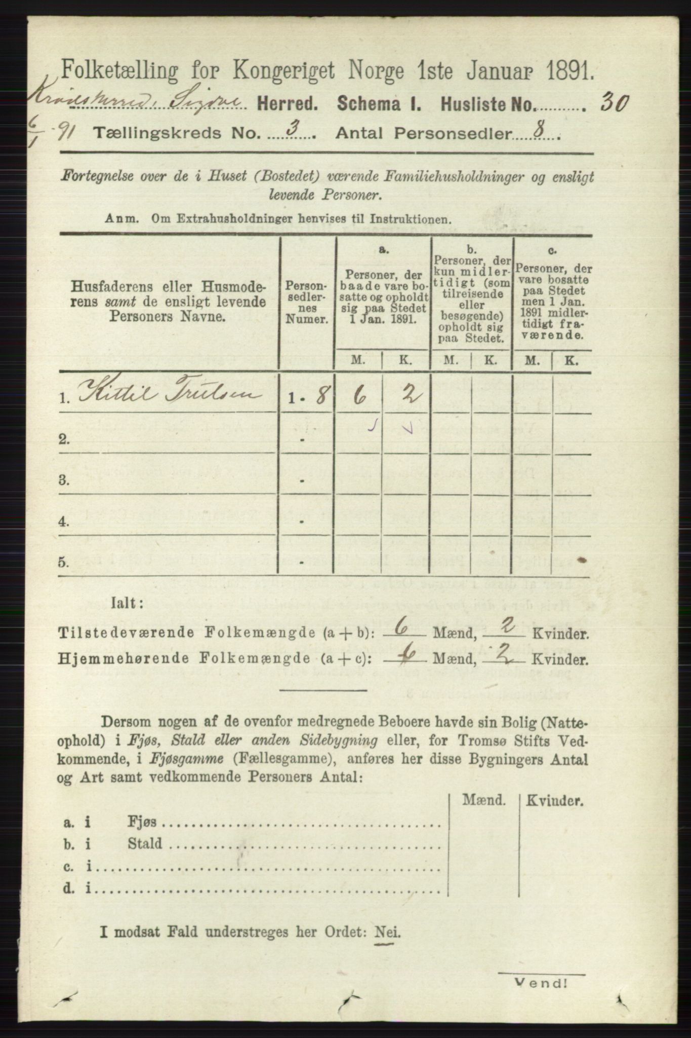 RA, 1891 census for 0621 Sigdal, 1891, p. 5551