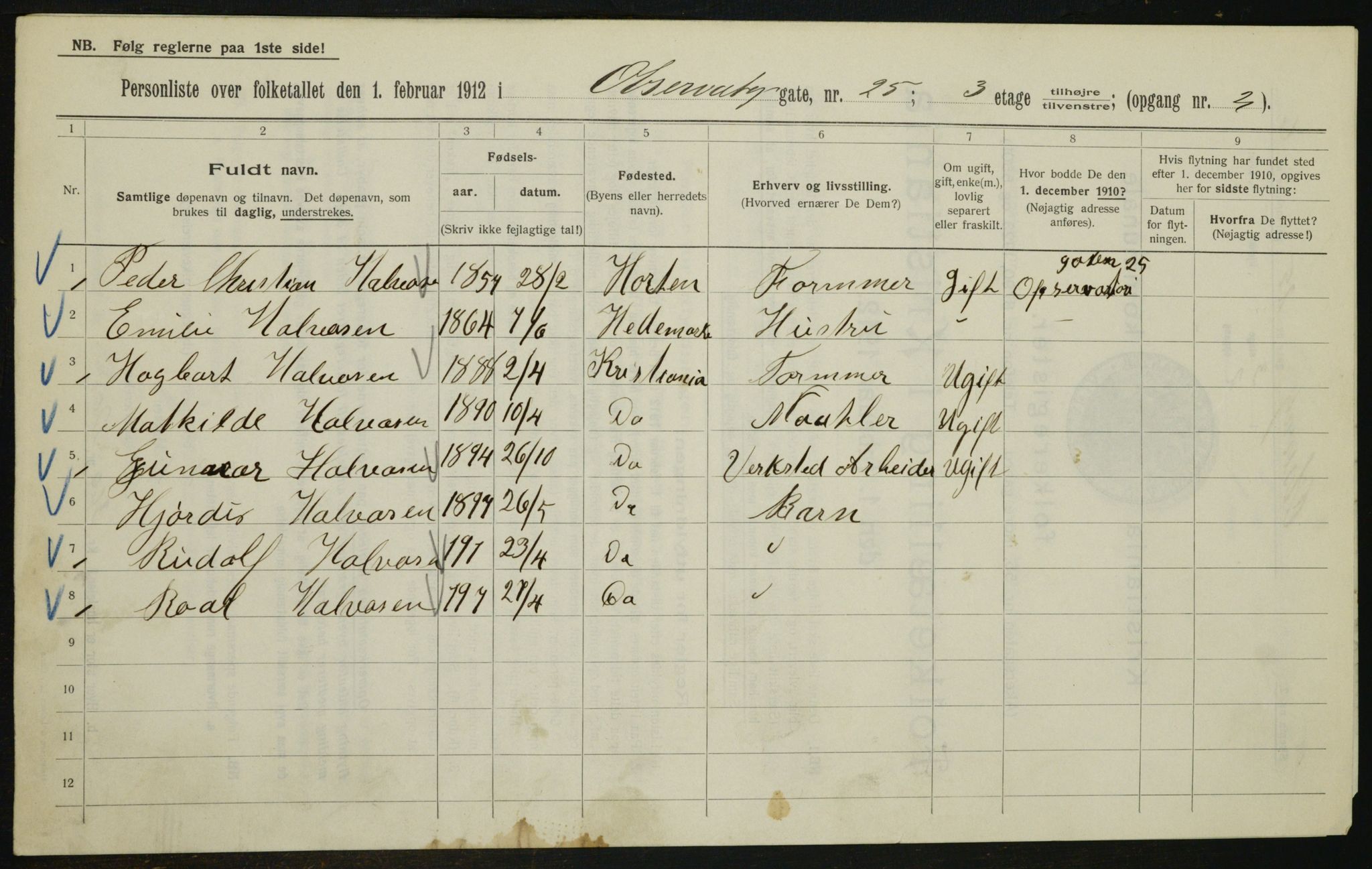 OBA, Municipal Census 1912 for Kristiania, 1912, p. 75070