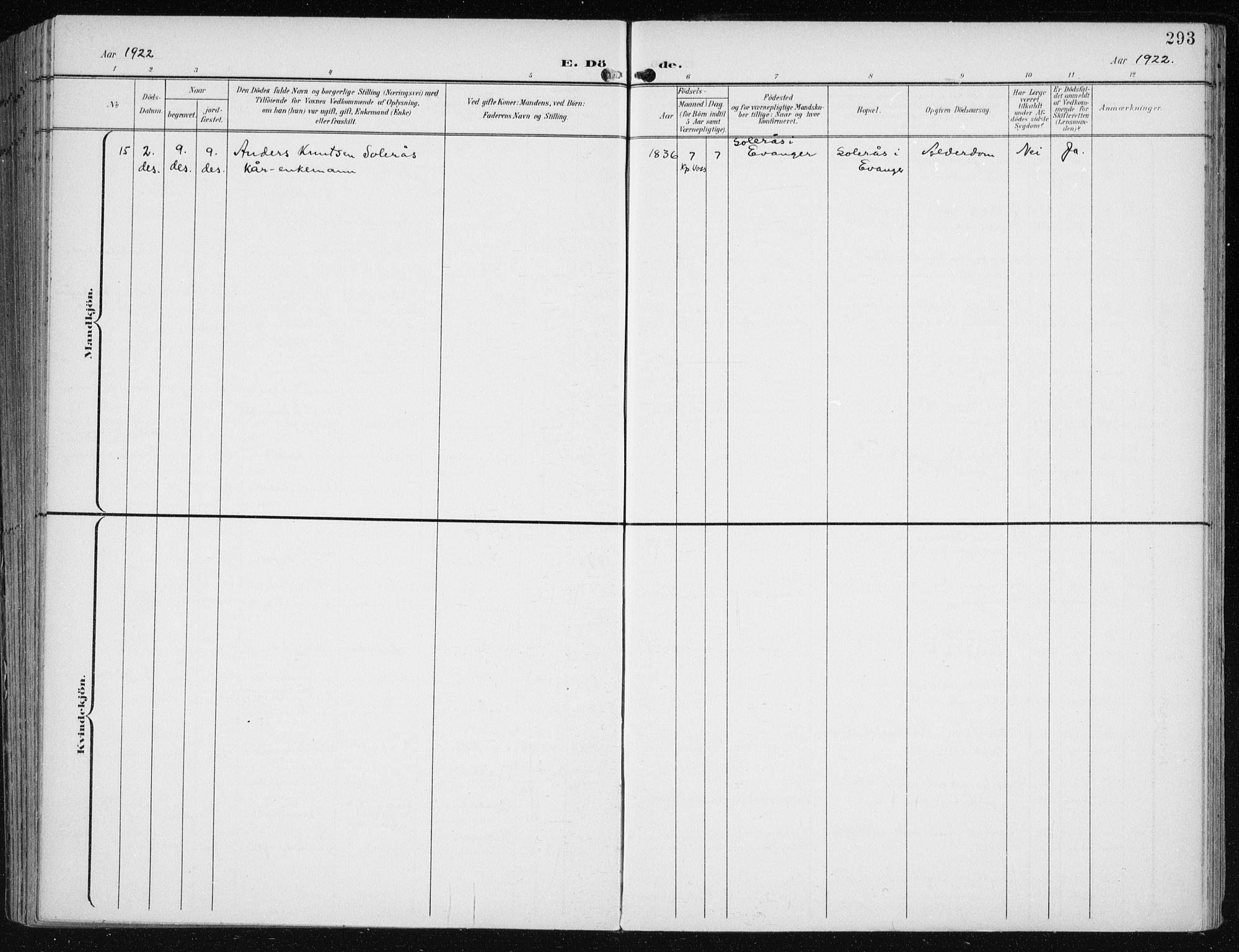 Evanger sokneprestembete, AV/SAB-A-99924: Parish register (official) no. A  3, 1900-1930, p. 293