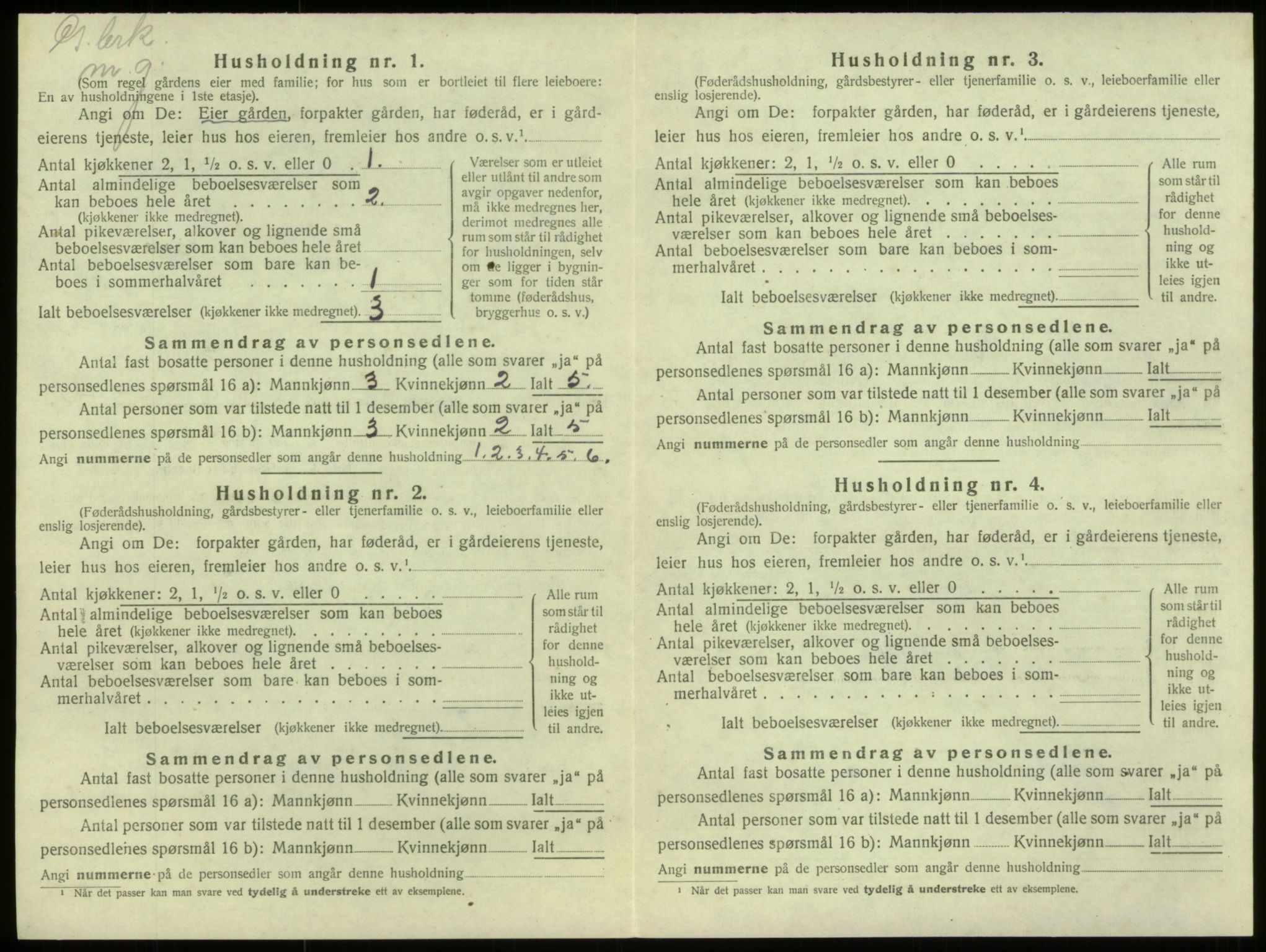 SAB, 1920 census for Selje, 1920, p. 191